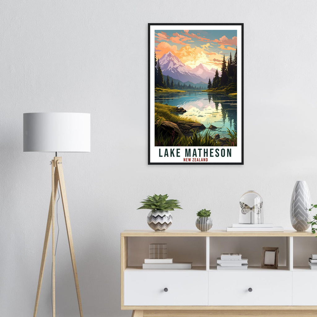 Lake Matheson Travel Print Wall Art Lake Matheson New Zealand Artwork Art Gifts Lake Matheson Travel Poster New Zealand Wall Hanging Decor