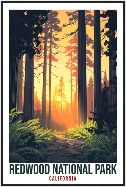 Redwood National Park California USA Travel Print Wall Art Wall Hanging Home Décor Redwood Park Gift Travel Art USA Artwork Travel Poster
