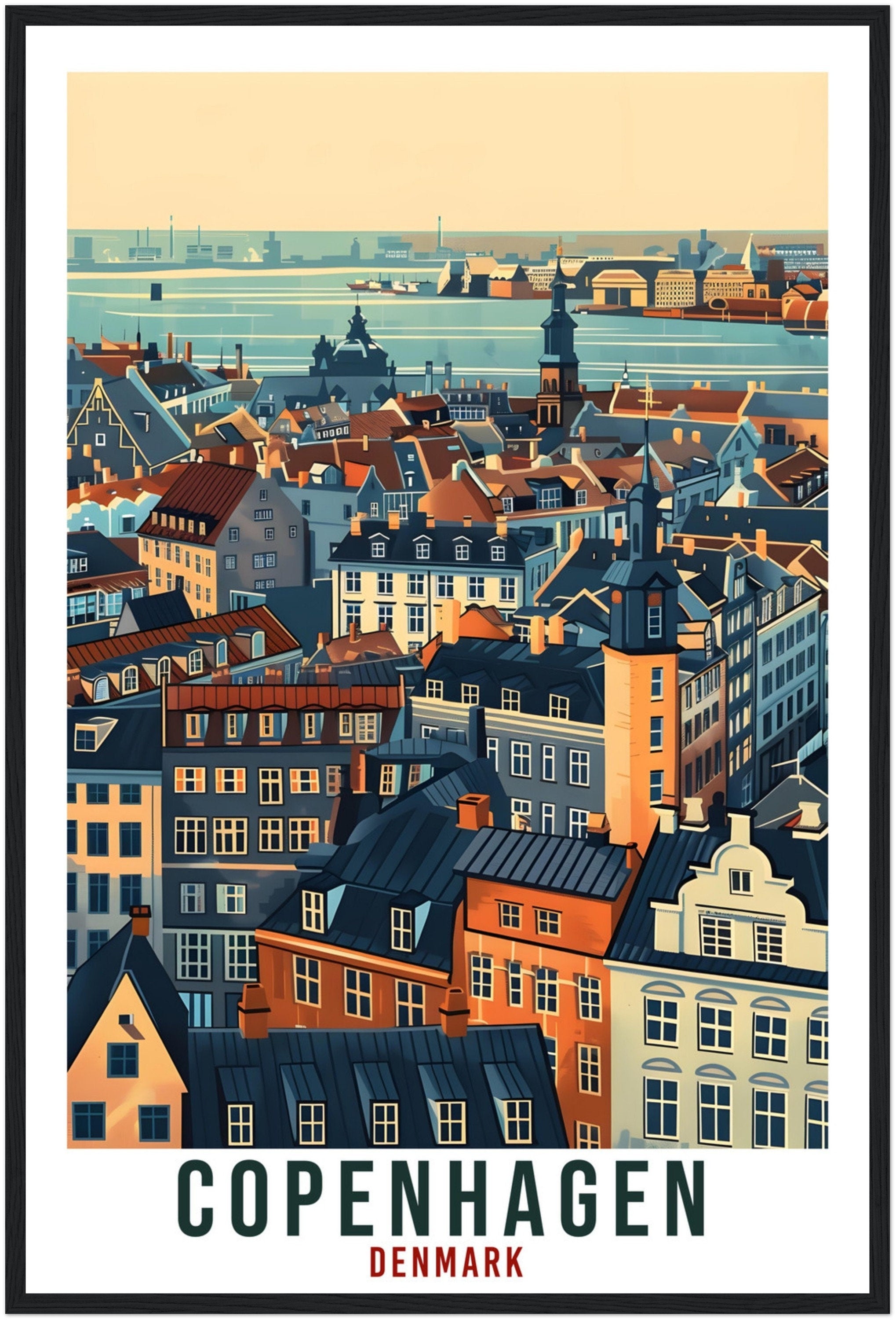 Copenhagen Travel Print Denmark Wall Art Wall Hanging Home Living Décor Copenhagen Gift Art Lovers Denmark Artwork Gift Danish Travel Poster