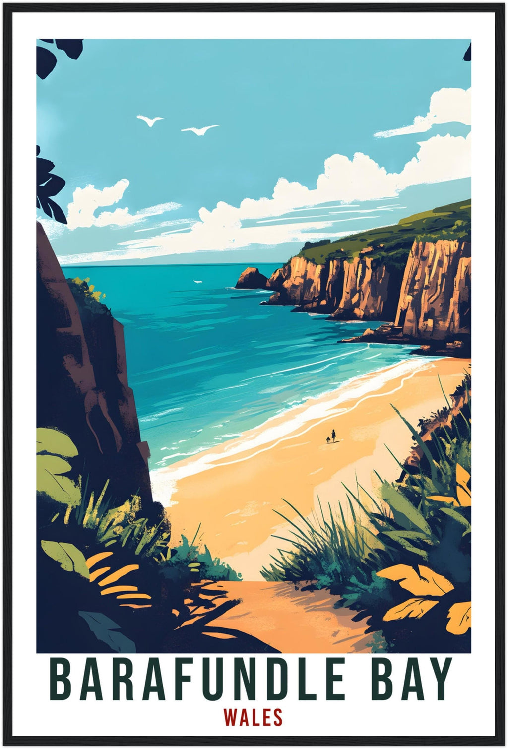 Barafundle Bay Travel Print Wales Home Decor Barafundle Bay Wall Art Wall Hanging Art Lover Wales Artwork Travel Poster Barafundle Bay Gift