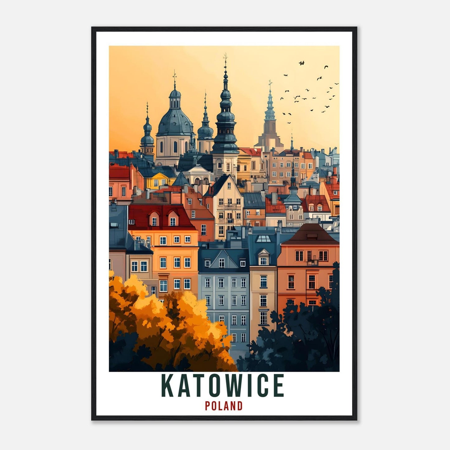 Katowice Travel Print Poland Home Decor Katowice Wall Art Gift Wall Hanging Art Lover Katowice Polish Artwork Travel Poster Poland Travel