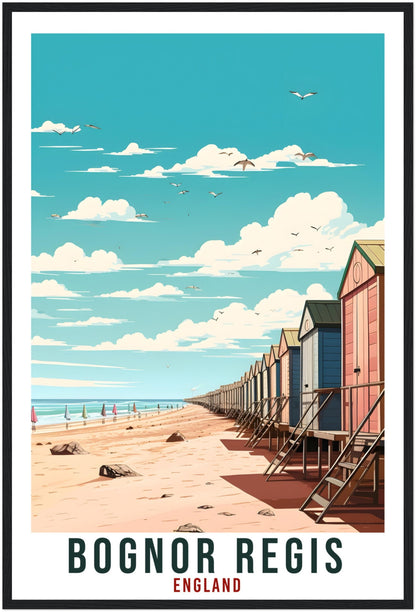 Bognor Regis Beach Travel Print English Home Decoration Wall Art Gift Wall Hanging Art Lover Artwork England Bognor Regis Travel Poster