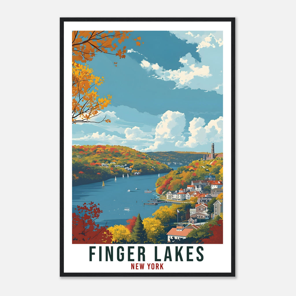 Finger Lakes Travel Poster New York Home Decoration USA Wall Art Gift Wall Hanging Art Lover New York Artwork The Finger Lakes Travel Print