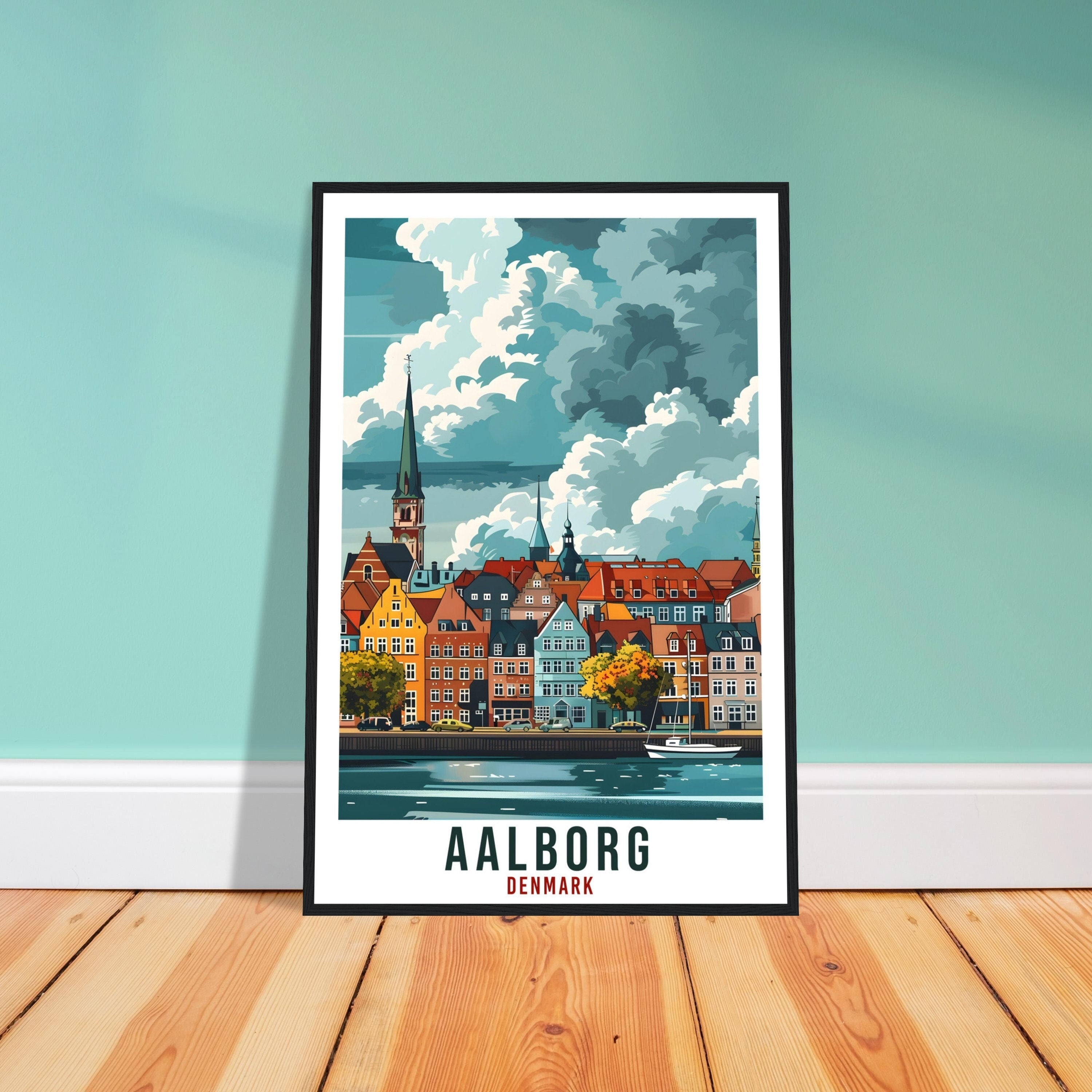 Aalborg Travel Print Denmark Wall Art Wall Hanging Home Living Décor Aalborg Gift Art Lovers Gift Denmark Artwork Gift Danish Travel Poster