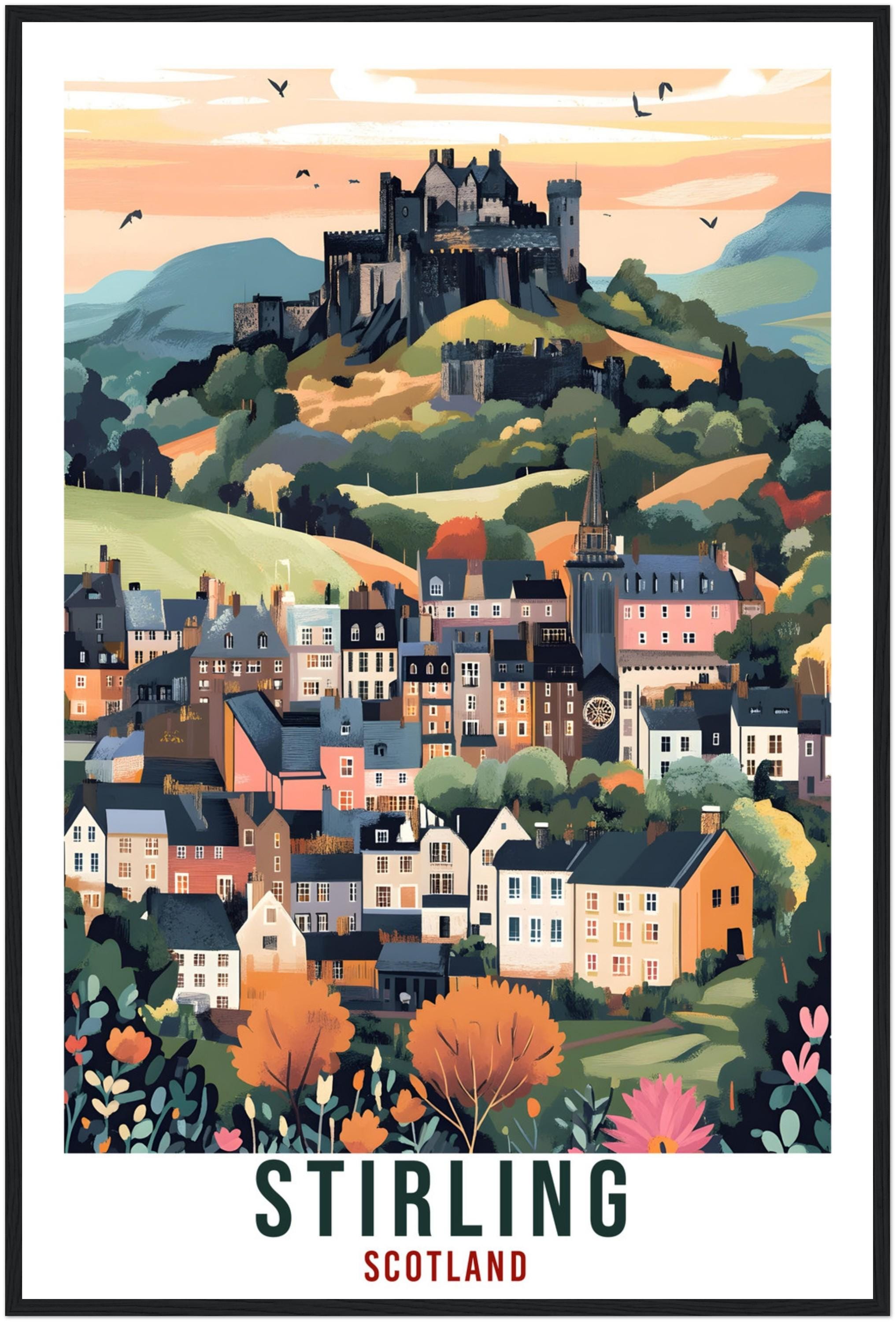 Stirling Travel Print Scotland Home Decor Stirling Wall Art Wall Hanging Art Lover Scotland Artwork Travel Poster Stirling Travel Art Gift