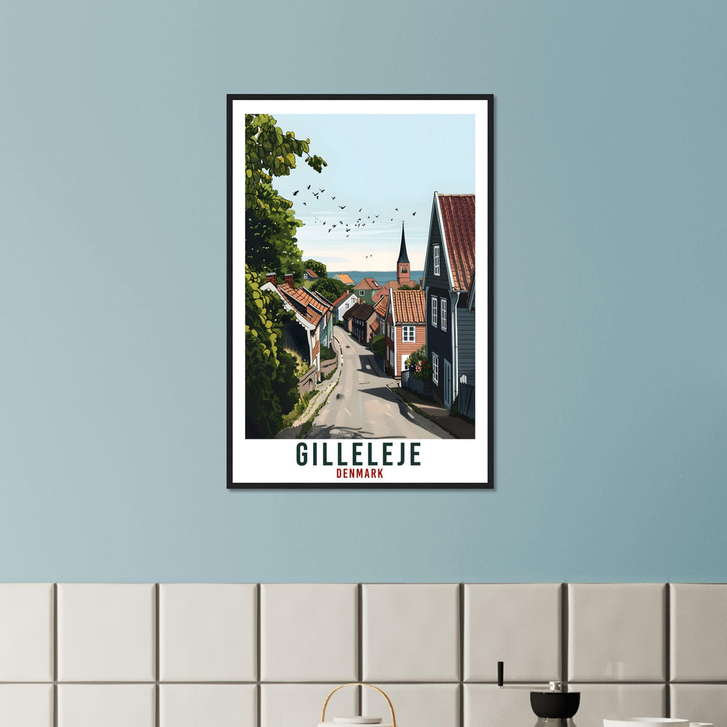 Gilleleje Travel Print Denmark Wall Art Wall Hanging Home Living Décor Gilleleje Gift Art Lovers Denmark Artwork Gift Danish Travel Poster