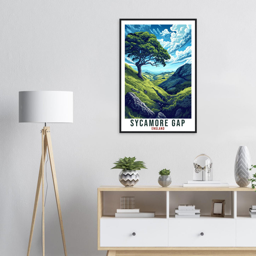 Sycamore Gap Travel Print English Wall Art Home Decor Wall Hanging Travel Art Gift Sycamore Gap Travel Poster Crag Lough Artwork Art Lover
