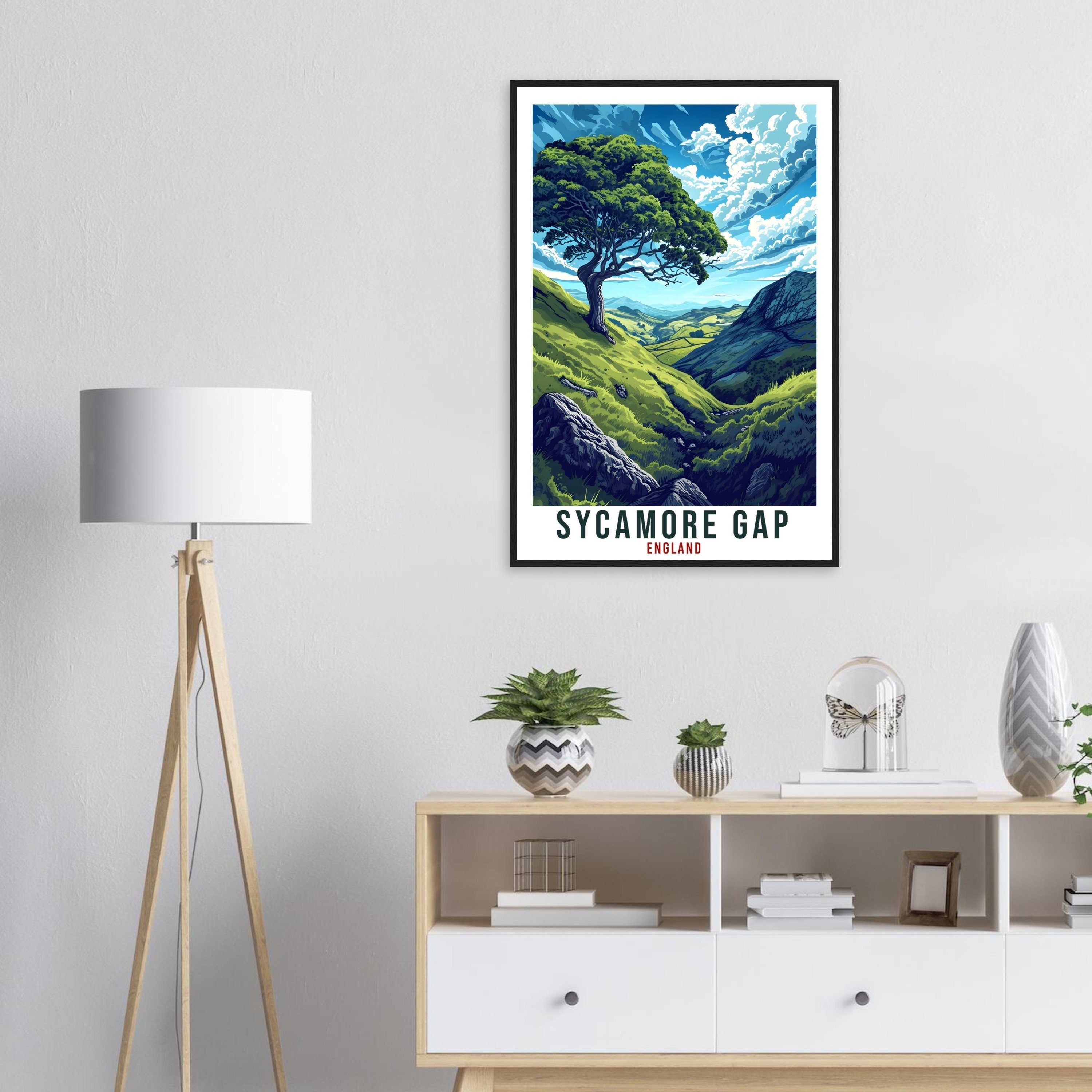 Sycamore Gap Travel Print English Wall Art Home Decor Wall Hanging Travel Art Gift Sycamore Gap Travel Poster Crag Lough Artwork Art Lover