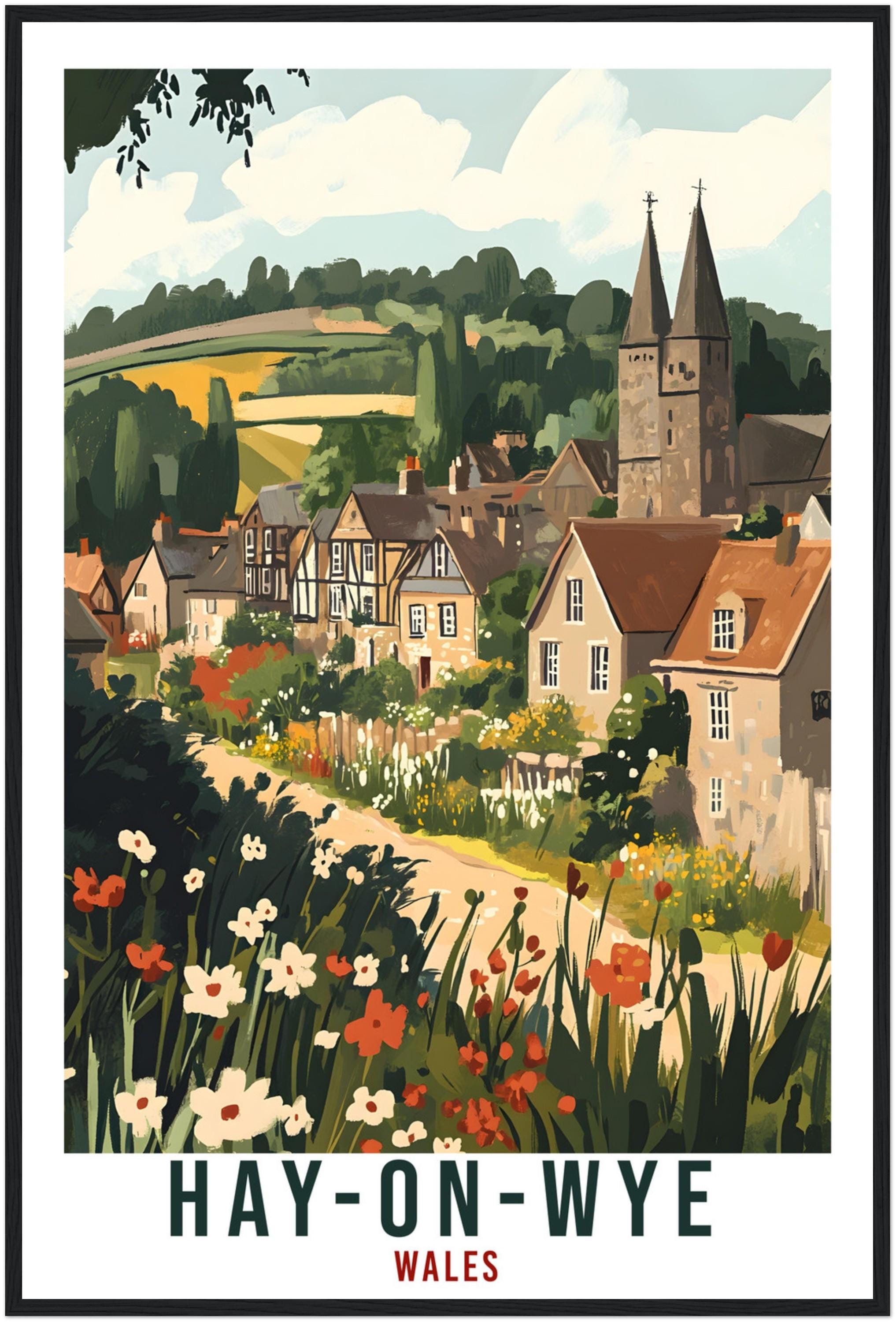 Hay-On-Wye Travel Print Wales Home Decor Hay-On-Wye Wall Art Wall Hanging Art Lover Wales Artwork Travel Poster Hay-On-Wye Travel Art Gift
