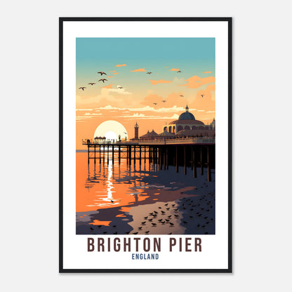 Brighton Pier Travel Print Brighton Seaside Home Decor Coastal England Wall Hanging Brighton Pier Artwork Gift Brighton Pier Travel Poster