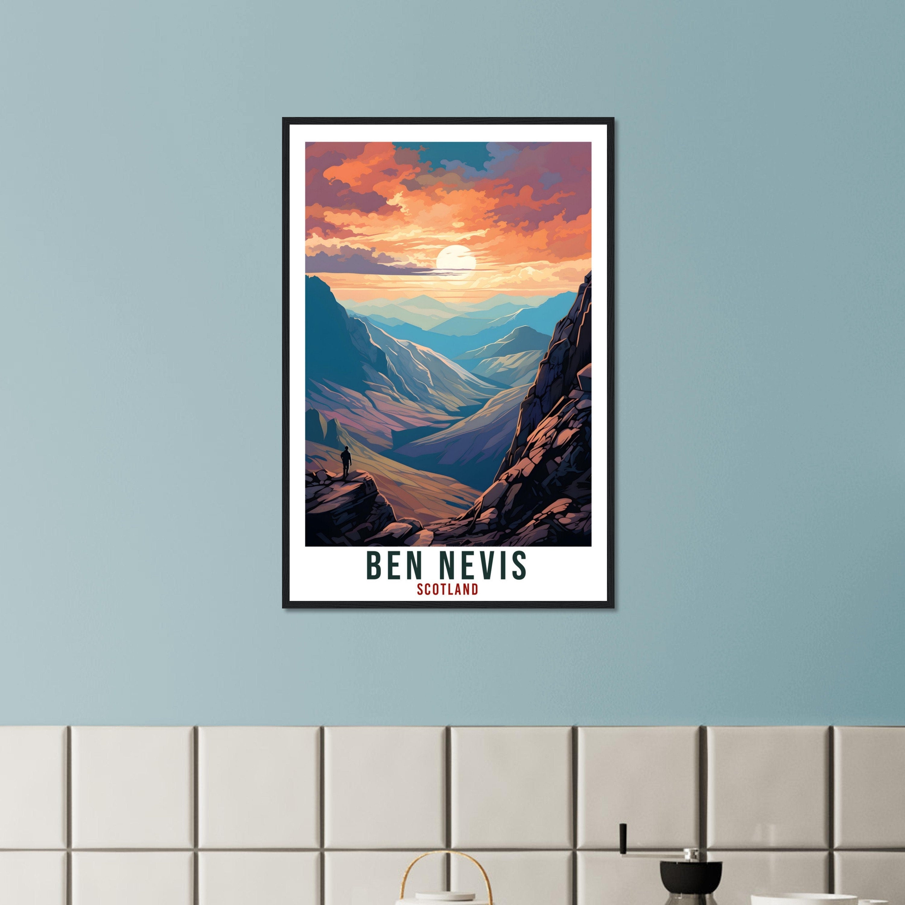 Ben Nevis Travel Print Scotland Wall Art Home Decor Wall Hanging Travel Art Gift Ben Nevis Travel Poster Scotland Landscape Art Lover Gift