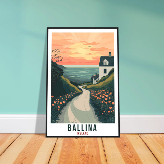 Ballina Travel Print Ireland Home Decor Ballina Wall Art Wall Hanging Art Lover Irish Artwork Travel Poster Ballina Mayo Ireland Travel Art