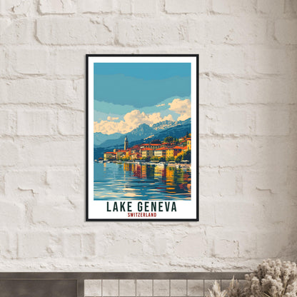 Lake Geneva Travel Print Swiss Wall Art Wall Hanging Home Décor Lake Geneva Gift Art Lover Gift Switzerland Artwork Gift Swiss Travel Poster