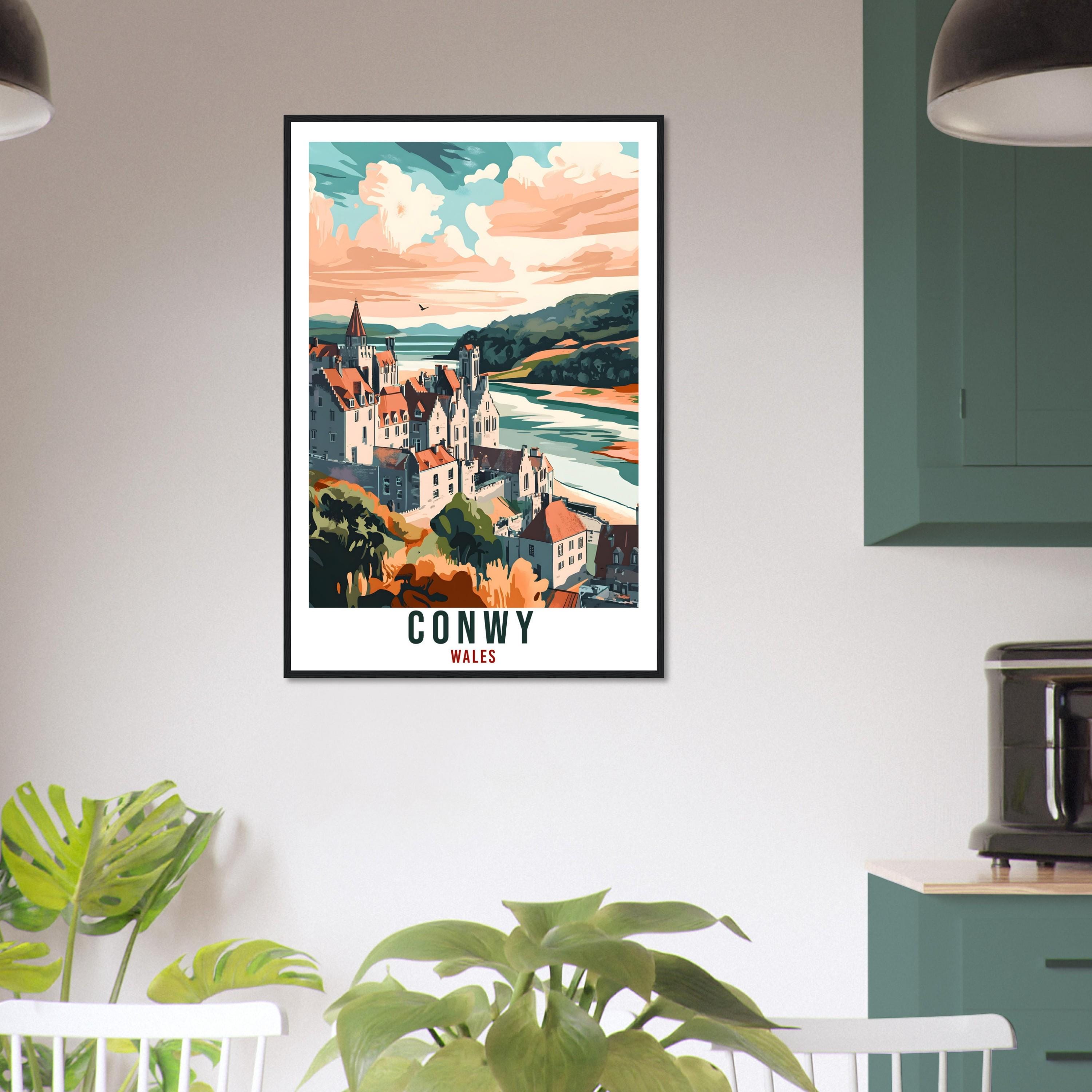 Conwy Travel Print Wales Home Decor Conwy Wall Art Wall Hanging Art Lover Wales Artwork Travel Poster Wales Conwy Travel Artwork Gift