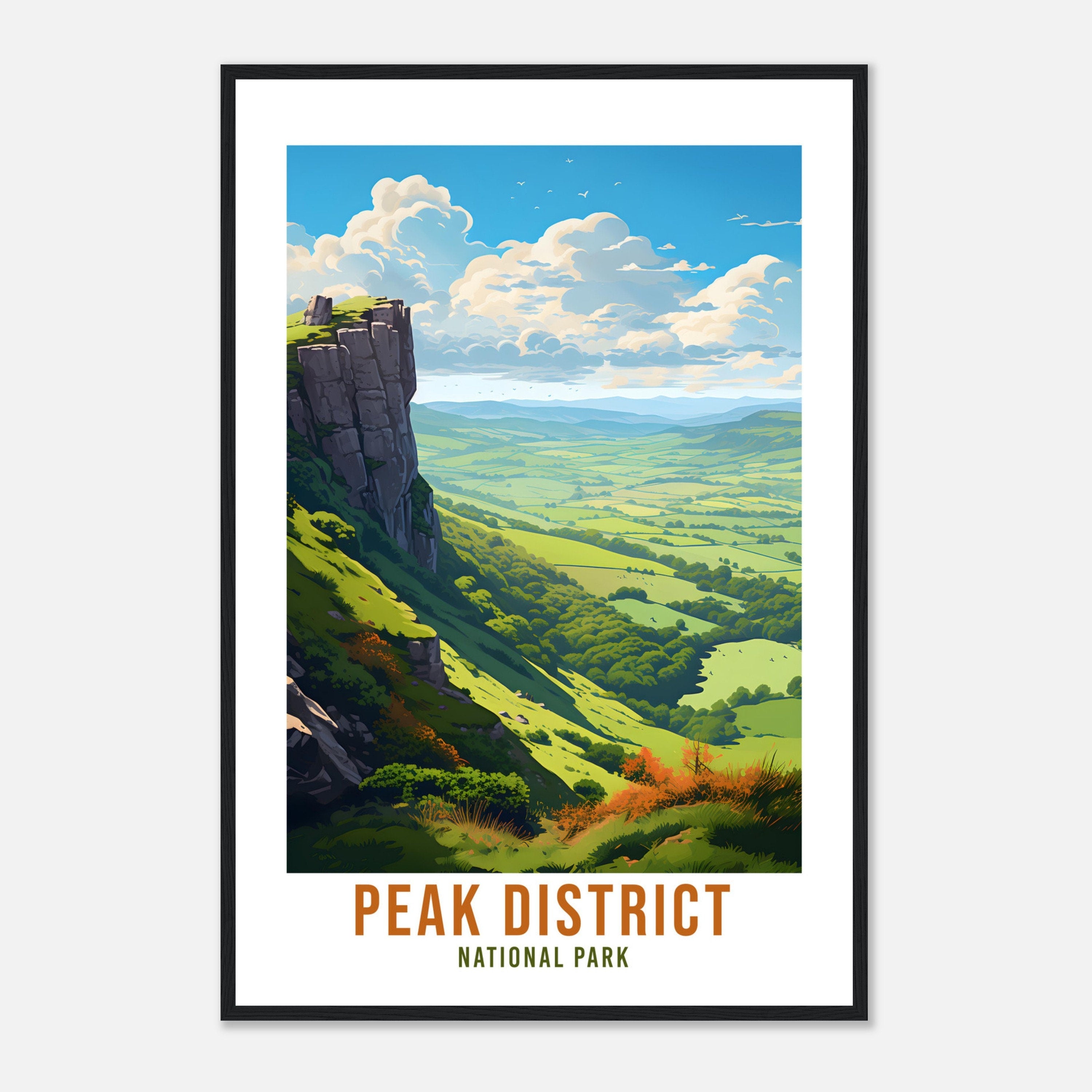 The Peak District Travel Print Peak District Home Decor Mountain Landscape England Nature Wall Hanging Peaks Artwork Gift Travel Poster