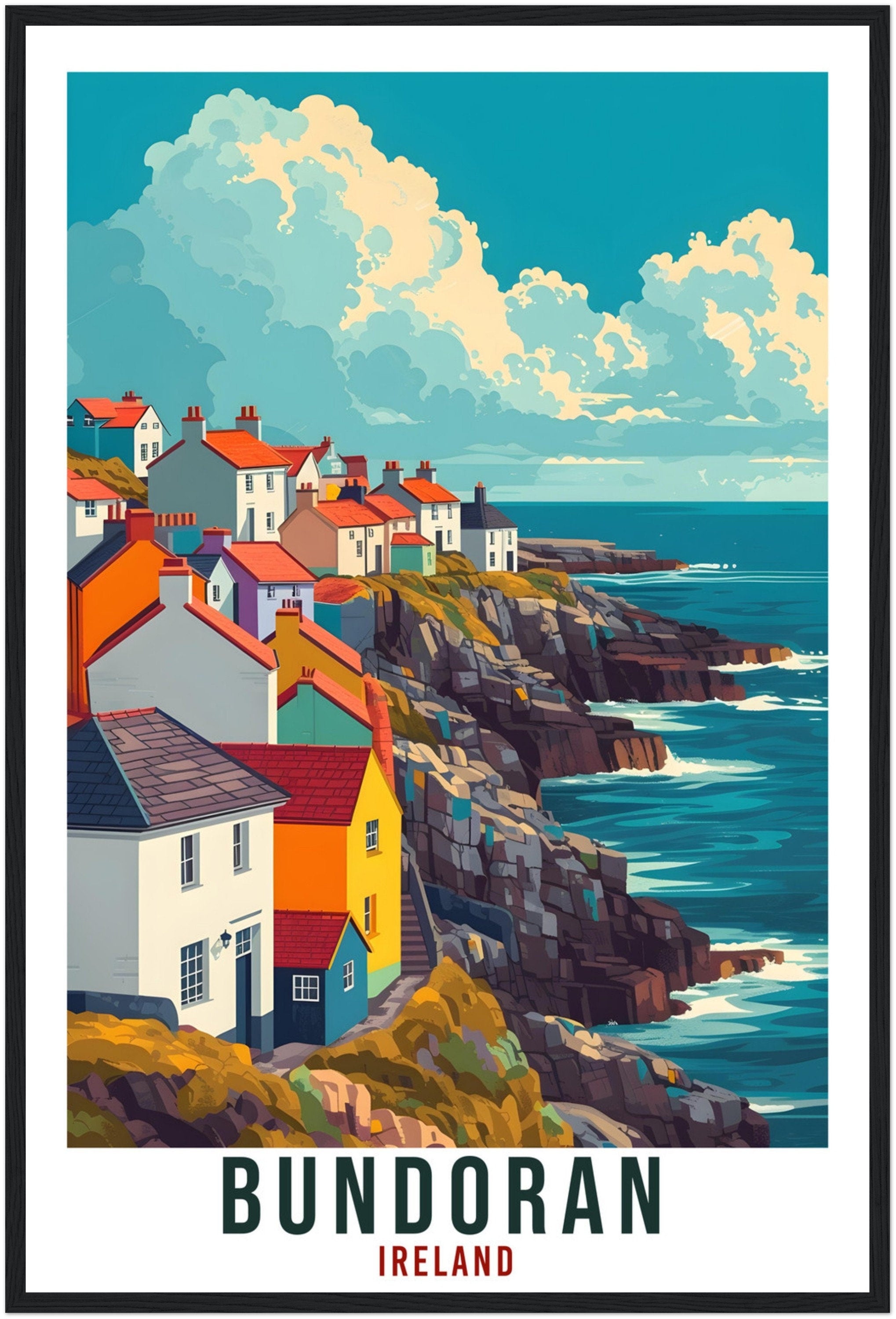 Bundoran Travel Print Ireland Home Decoration Bundoran Coast Wall Art Wall Hanging Art Lover Irish Artwork Bundoran Ireland Travel Poster