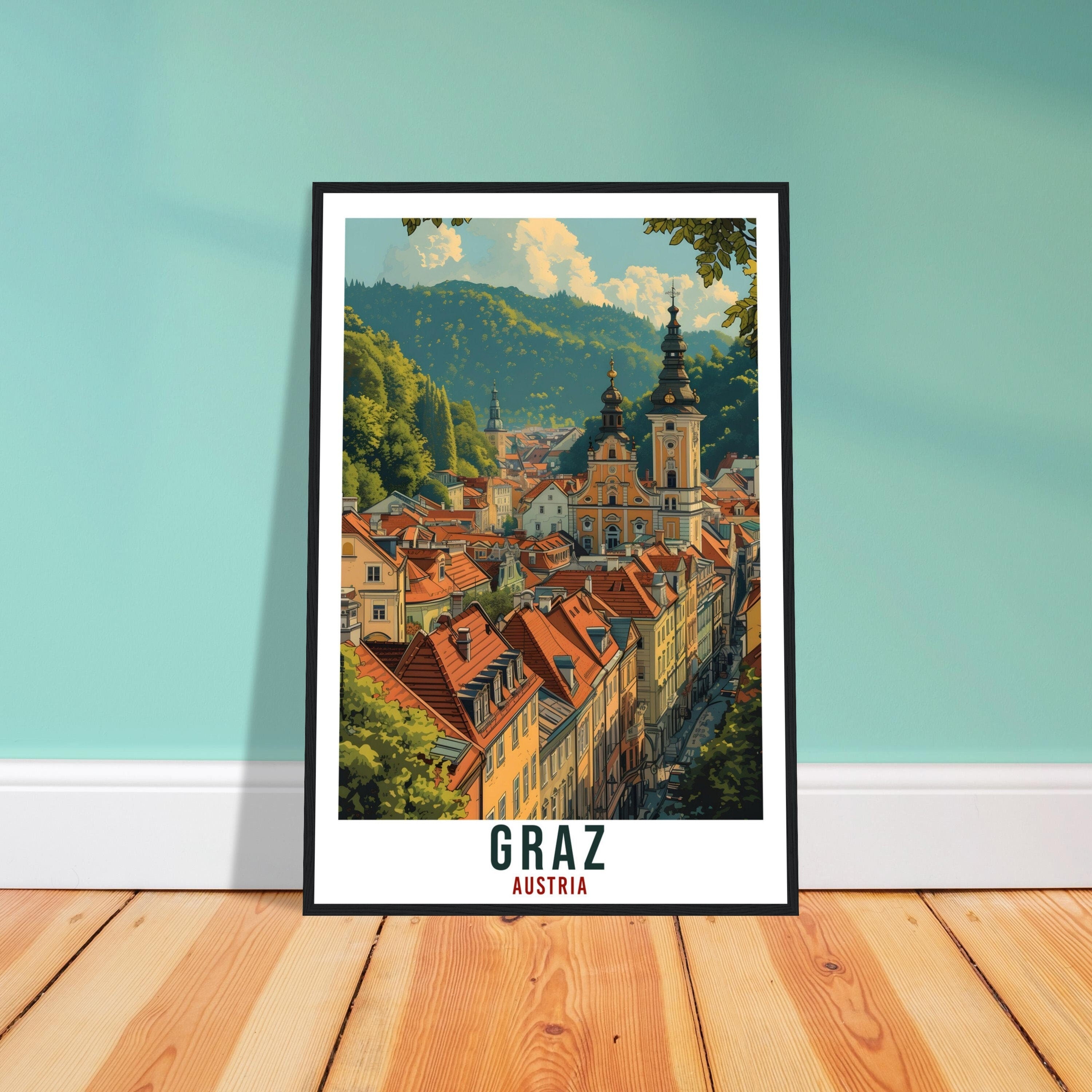 Graz Gift Travel Print Austria Home Decoration Graz Austrian City Wall Art Gift Wall Hanging Art Lover Austria Artwork Graz Travel Poster