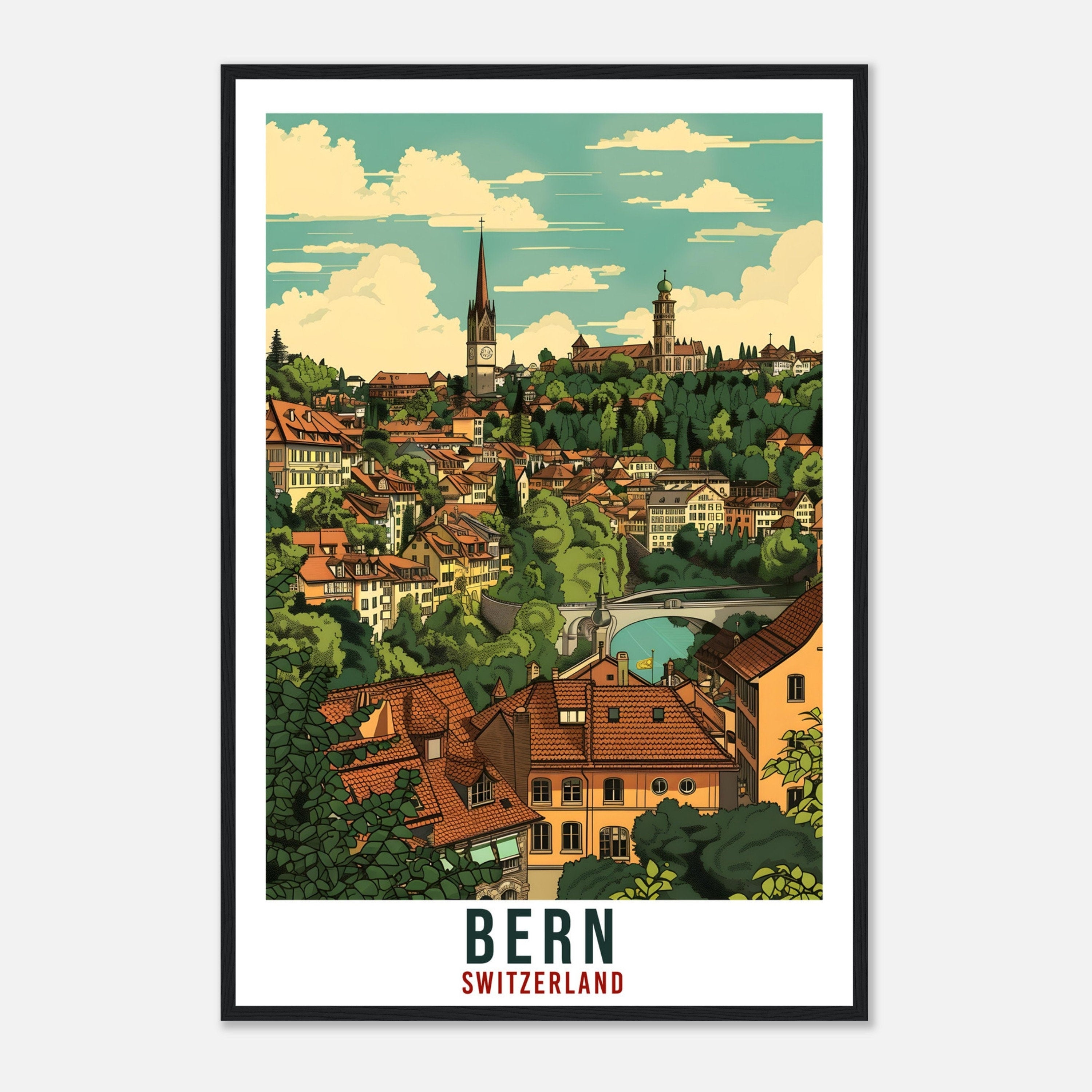 Bern Travel Print Swiss Wall Art Bern Wall Hanging Home Living Décor Bern Gift Art Lovers Gift Switzerland Artwork Gift Swiss Travel Poster