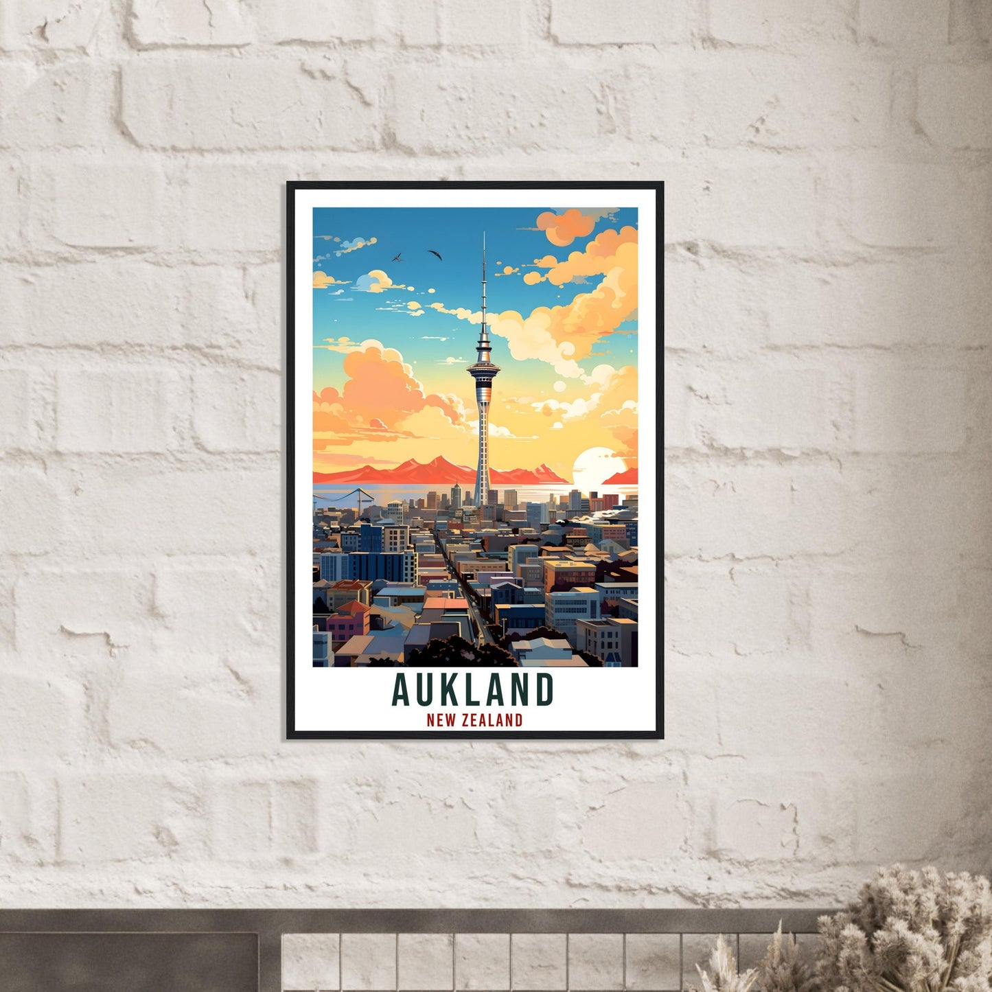 Aukland Travel Print Wall Art Aukland New Zealand City Landscape Artwork Aukland Art Gifts Aukland Travel Poster New Zealand Art Lovers Gift