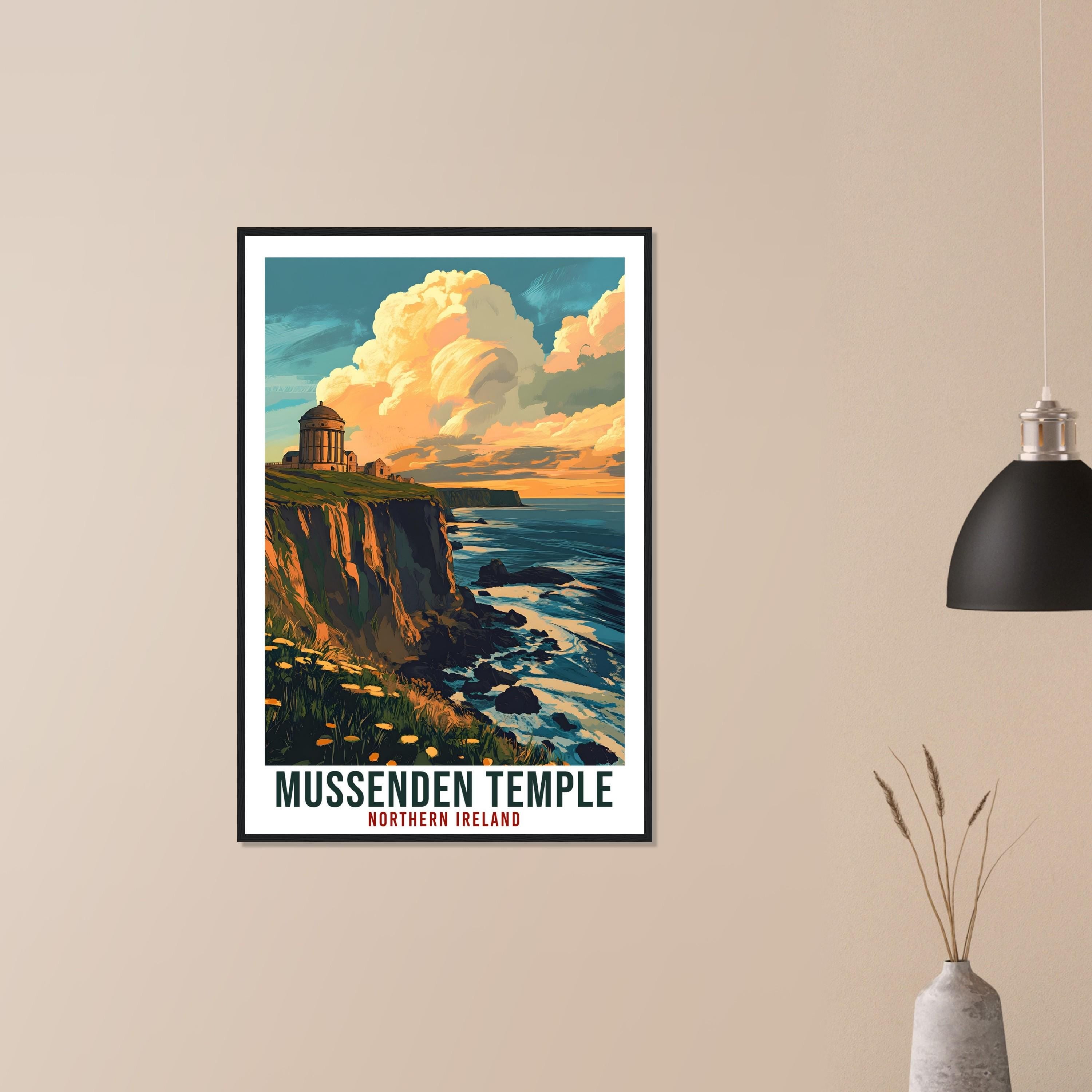Mussenden Temple Travel Print Northern Ireland Home Decor PLACE Wall Art Wall Hanging Art Lover Artwork Travel Poster North Coast Travel Art
