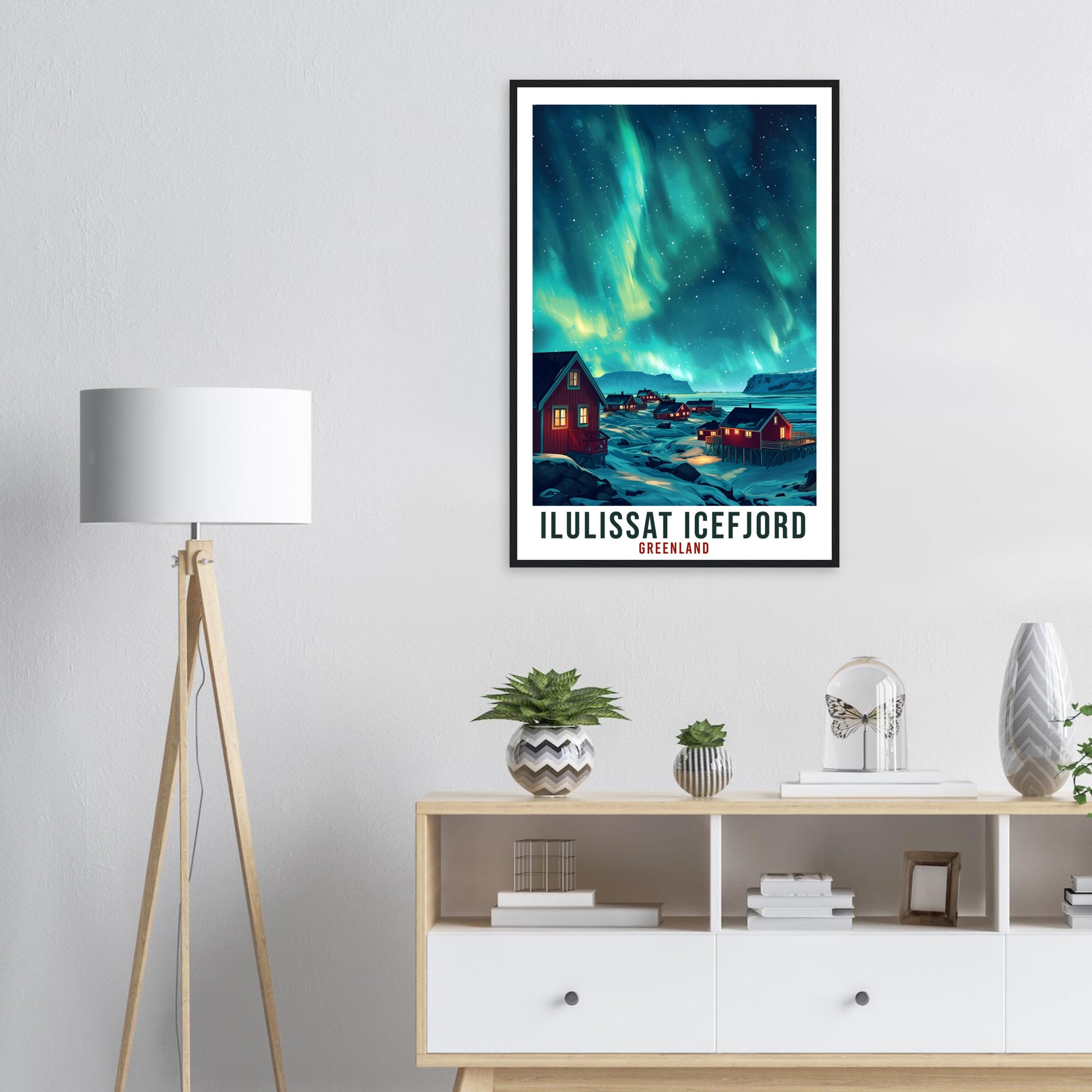 Ilulissat Icefjord Travel Print Greenland Northern Lights Wall Art Wall Hanging Travel Art Gift Ilulissat Travel Poster Landscape Artwork