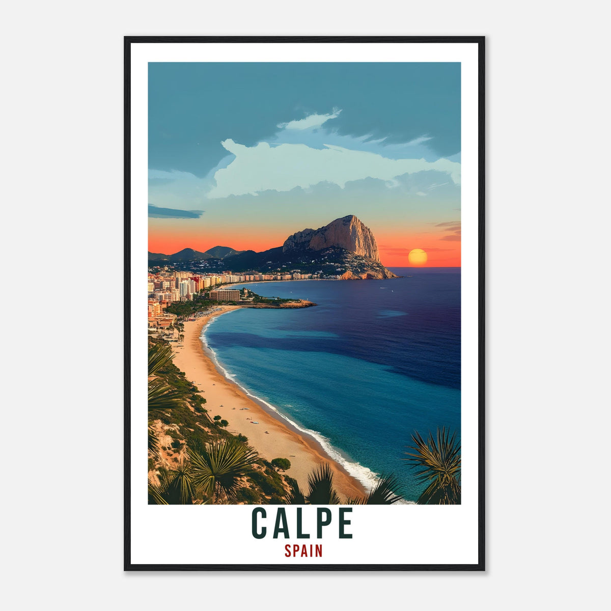 Calpe Travel Print Spain Home Decor Calpe Alicante Wall Art Gift Wall Hanging Art Lover Calpe Spanish Artwork Travel Poster Spain Travel Art