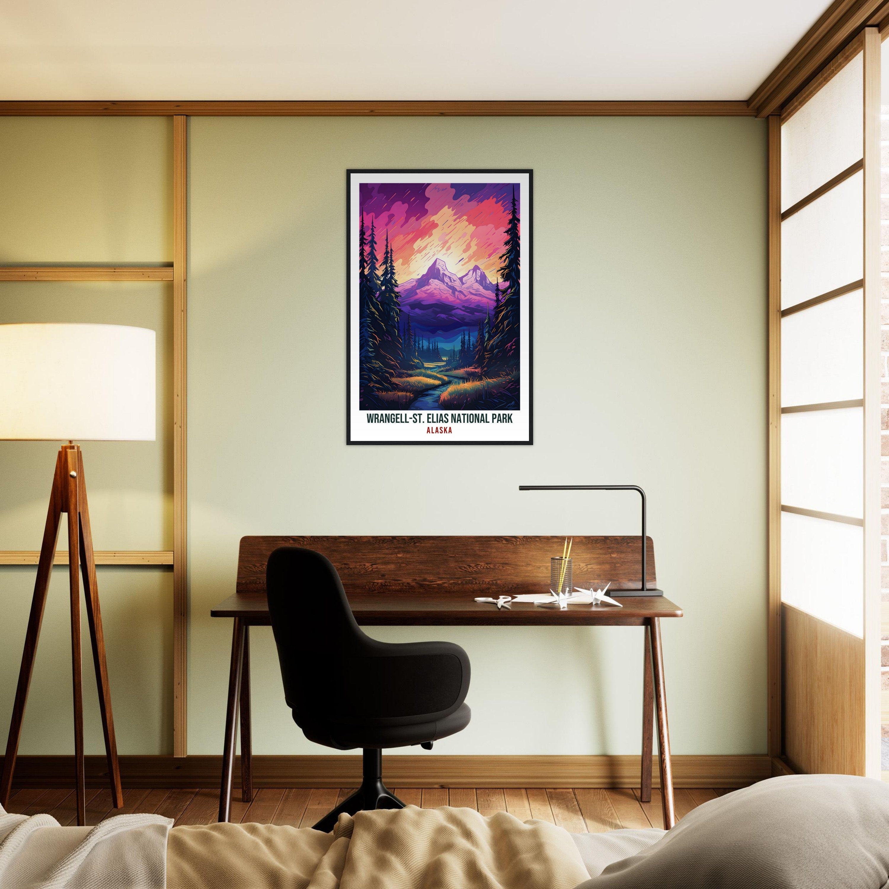 Wrangell-St Elias Travel Print Alaska Northern Light Wall Art Decor Travel Art Gift Wrangell-St Elias Travel Poster Alaska National Park Art