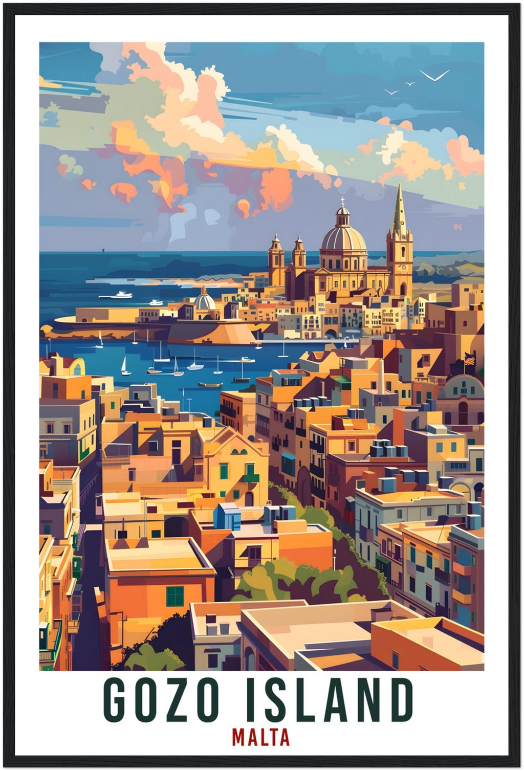 Gozo Island Travel Print Malta Wall Art Wall Hanging Home Living Décor Gozo Gift Art Lovers Gift Malta Artwork Gift Gozo Malta Travel Poster