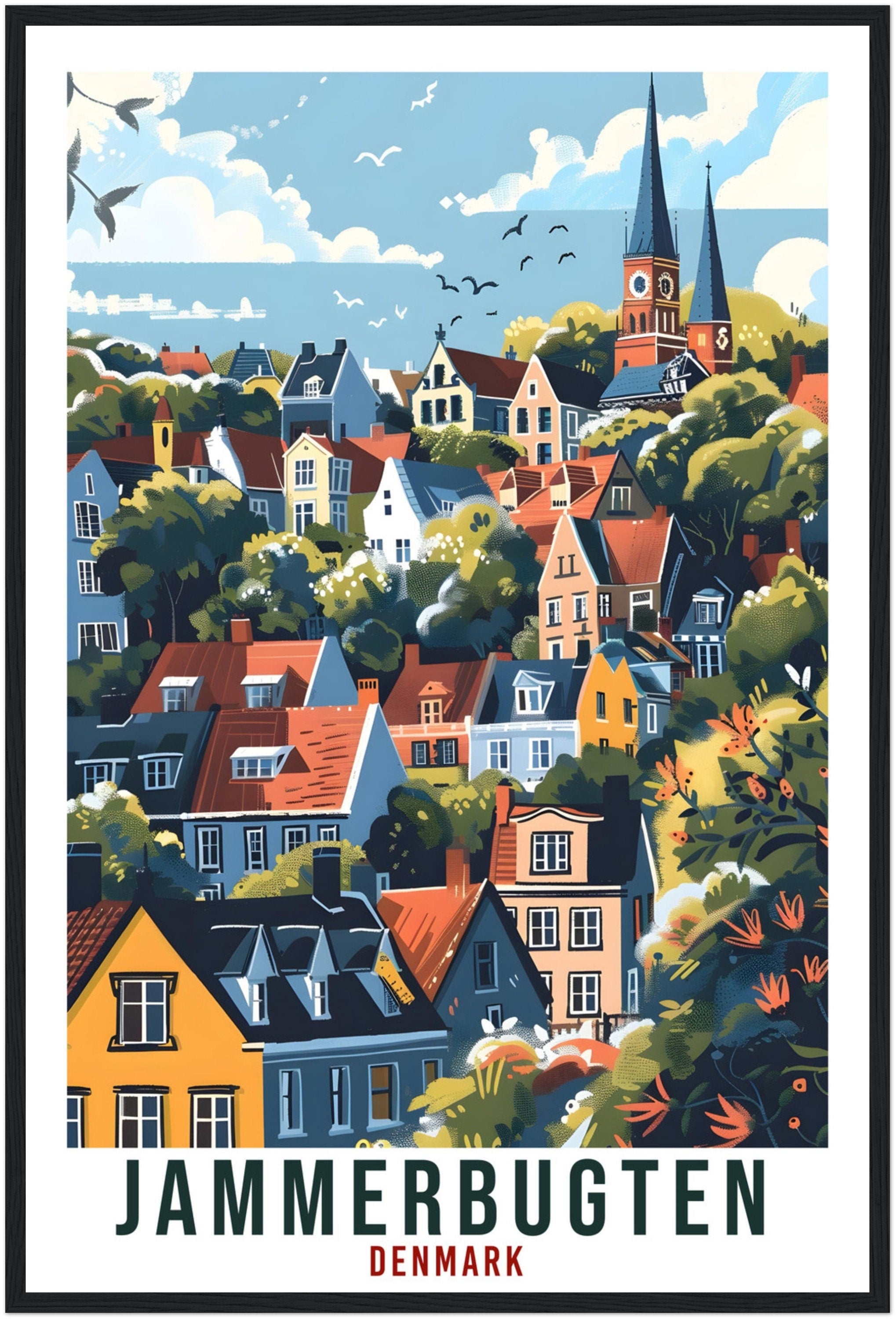 Jammerbugten Travel Print Denmark Wall Art Wall Hanging Décor Gift Art Lovers Gift Denmark Artwork Gift Jammerbugten Danish Travel Poster