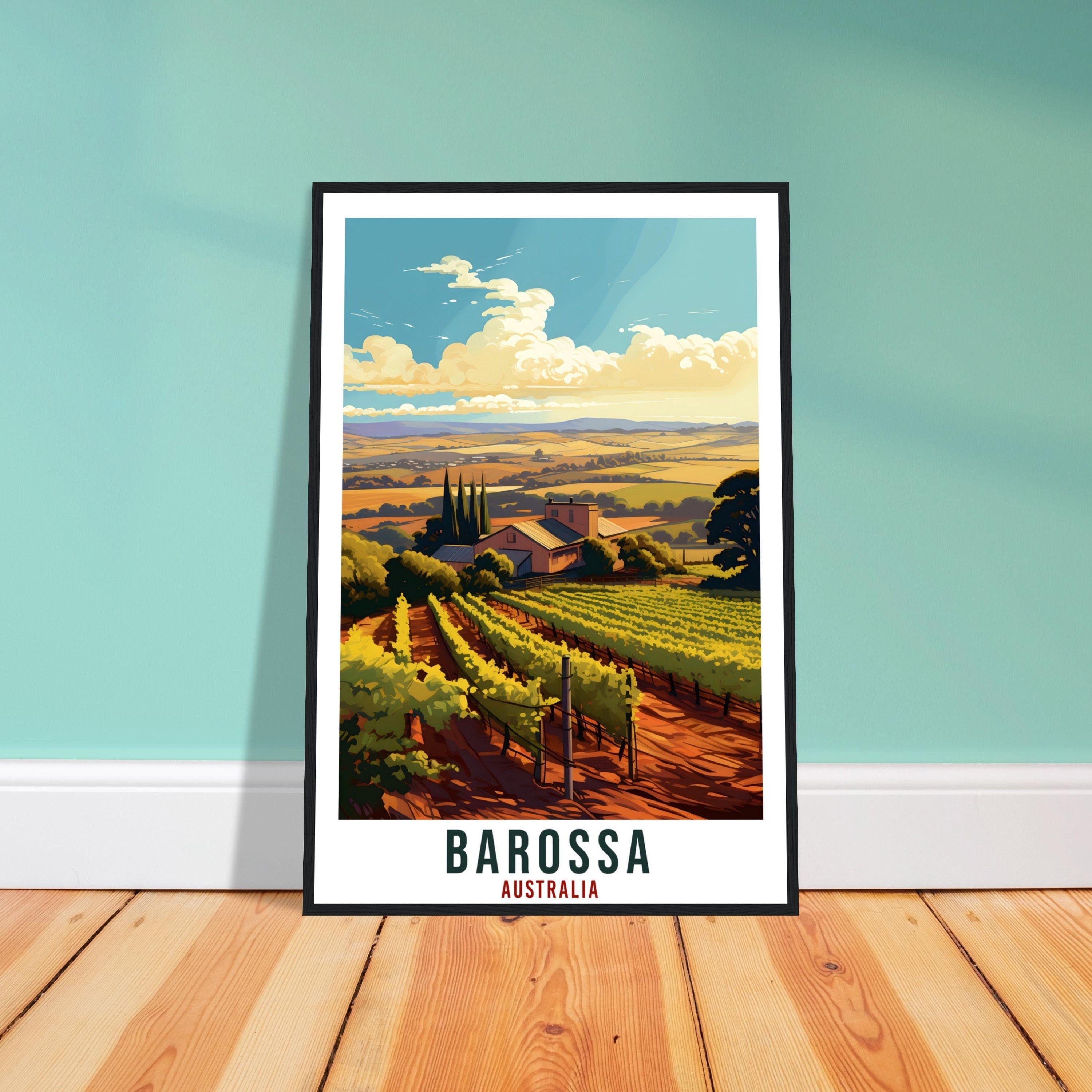 Barossa Travel Poster Wall Art Barossa Australian Wine Region Artwork Wall Hanging Art Gifts Barossa Travel Print Australian Art Lovers Gift