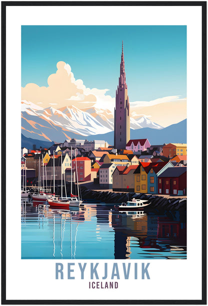 Reykjavik Travel Print Gift Iceland Reykjavik Travel Poster Reykjavik Wall Art Cityscape Reykjavik Illustration Home Decor Wall Hanging