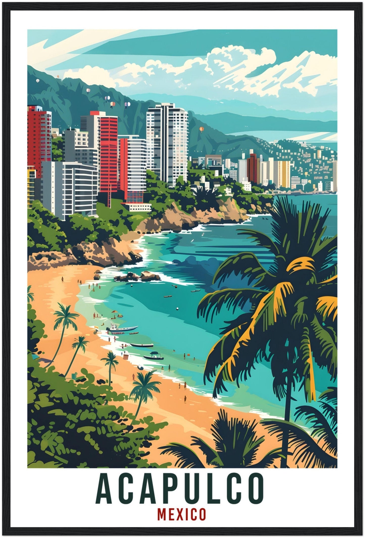 Acapulco Mexico Travel Print Mexico Wall Art Wall Hanging Home Décor Acapulco Beach Mexico Landmark Artwork Gift South America Travel Poster