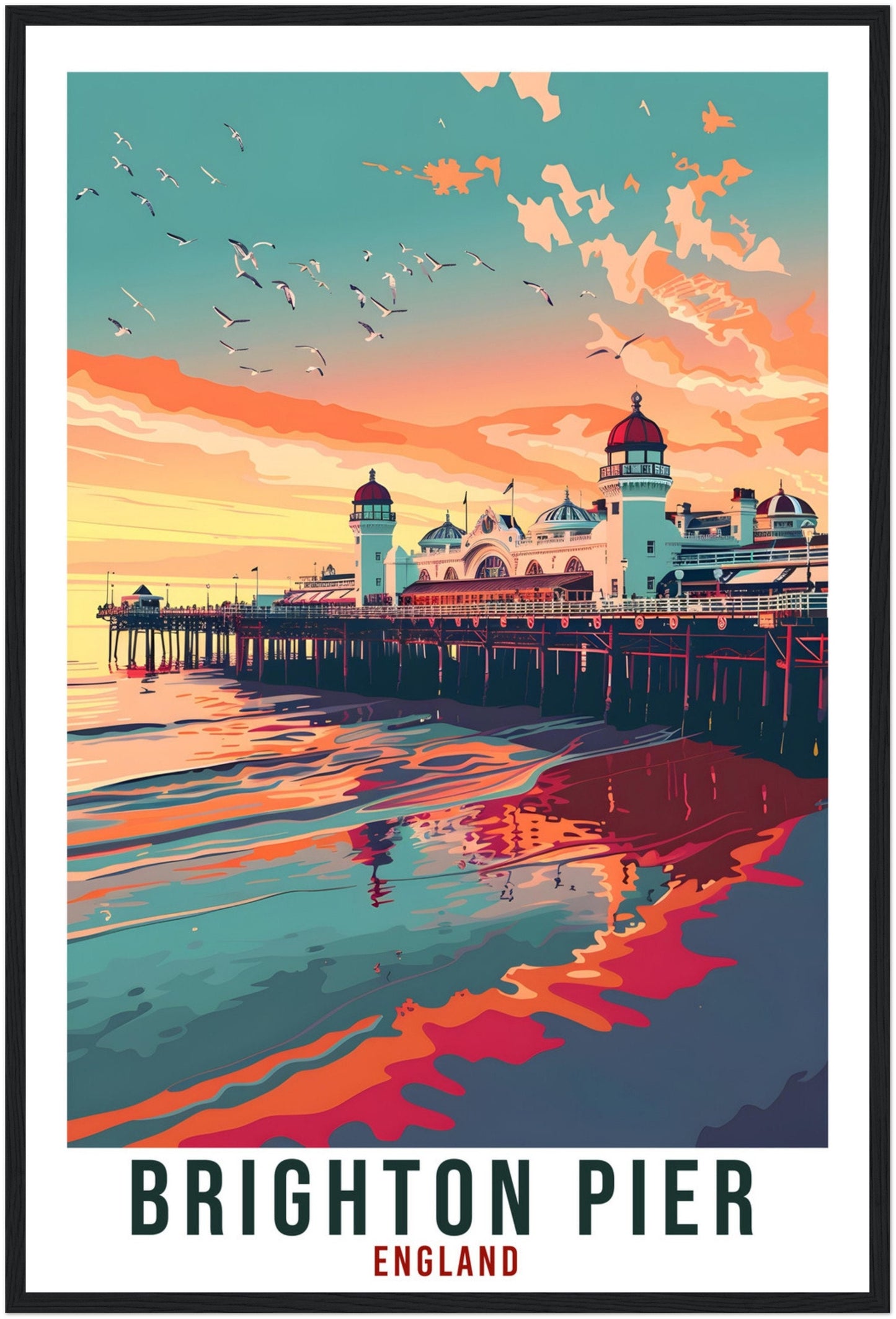 Brighton Pier Travel Print Wall Art Wall Hanging Home Living Décor Brighton Gift Art Lovers Gift UK Artwork Gift Print England Travel Poster