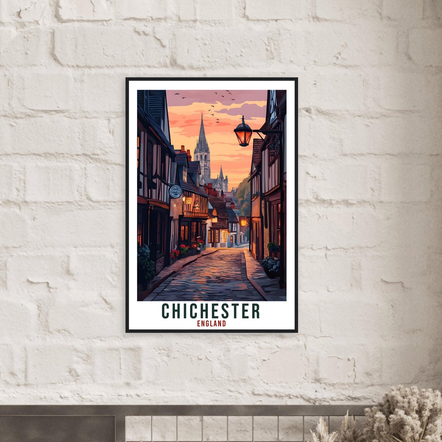 Chichester Travel Print England Decor Chichester Wall Art Gift Wall Hanging Art Lover Chichester England Artwork Travel Poster Travel Art