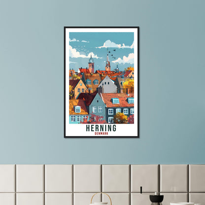 Herning Travel Print Denmark Wall Art Wall Hanging Home Living Décor Herning Gift Art Lovers Gift Denmark Artwork Gift Danish Travel Poster