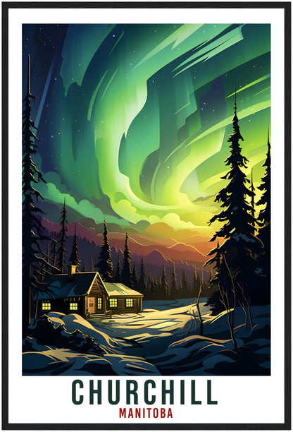 Churchill Travel Print Manitoba Northern Lights Wall Art Wall Hanging Travel Art Gift Churchill Travel Poster Canada Decor Artwork Art Lover