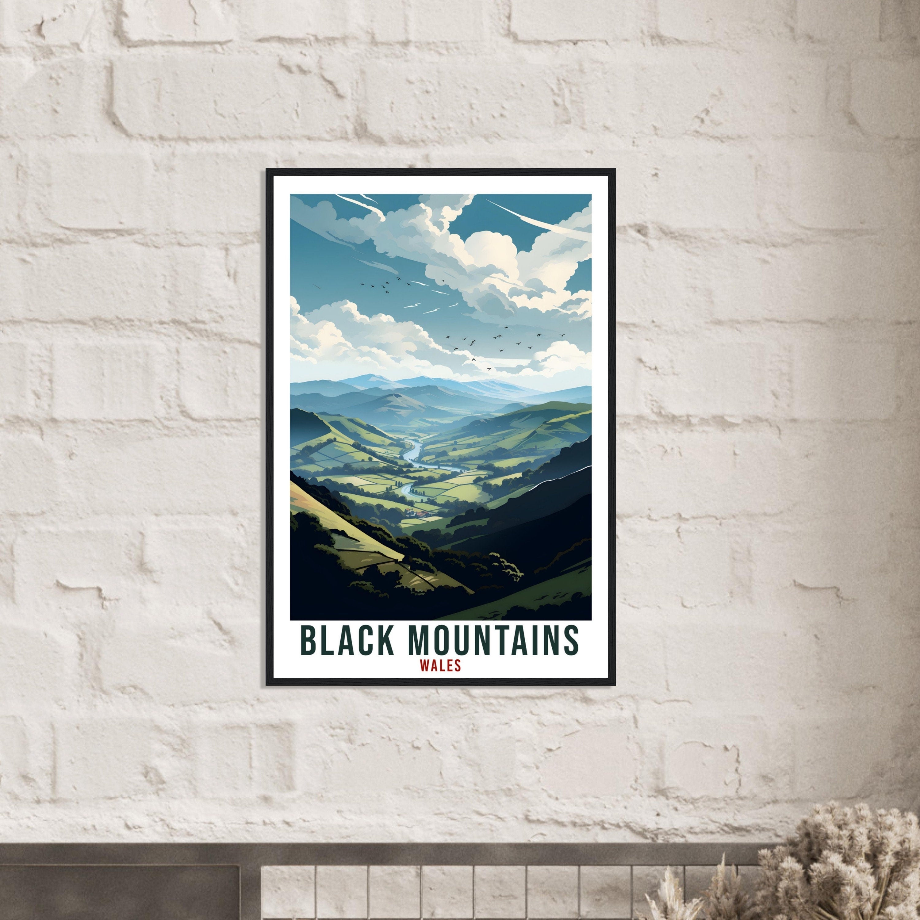 Black Mountains Travel Print Wales Wall Art Home Decor Wall Hanging Travel Art Gift Black Mountains Travel Poster Wales Landscape Artwork