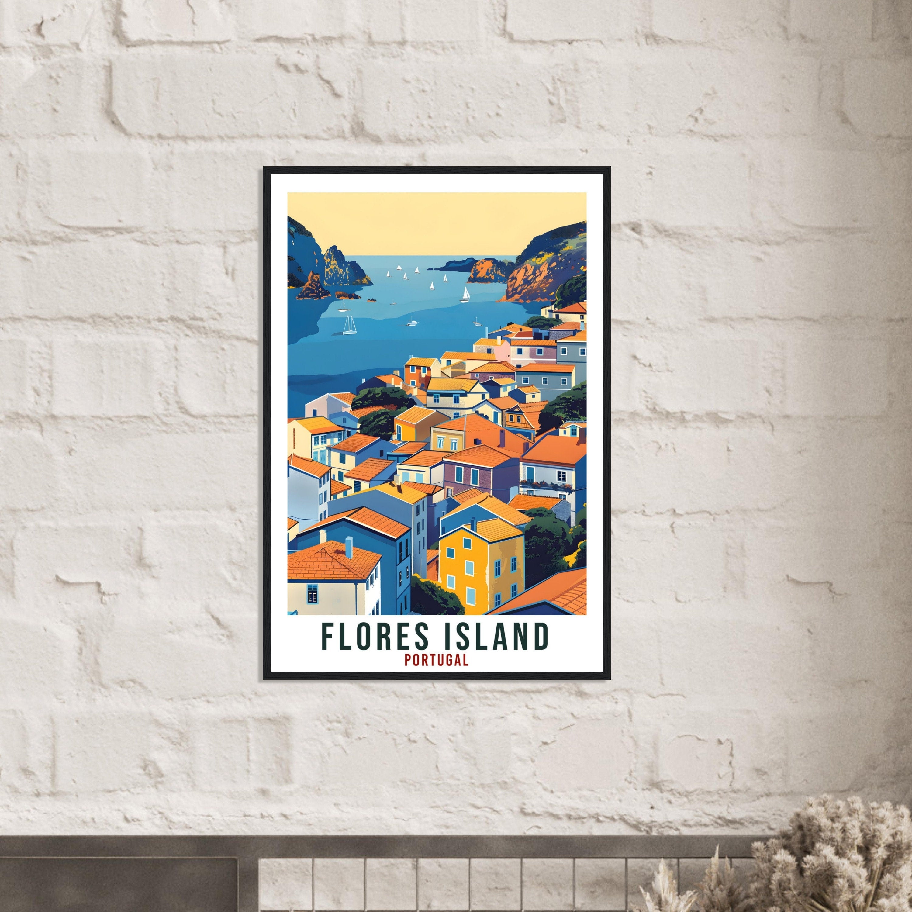 Flores Island Travel Print Portugal Wall Art Wall Hanging Home Décor Flores Gift Portugal Landmark Artwork Gift Portugal Travel Poster