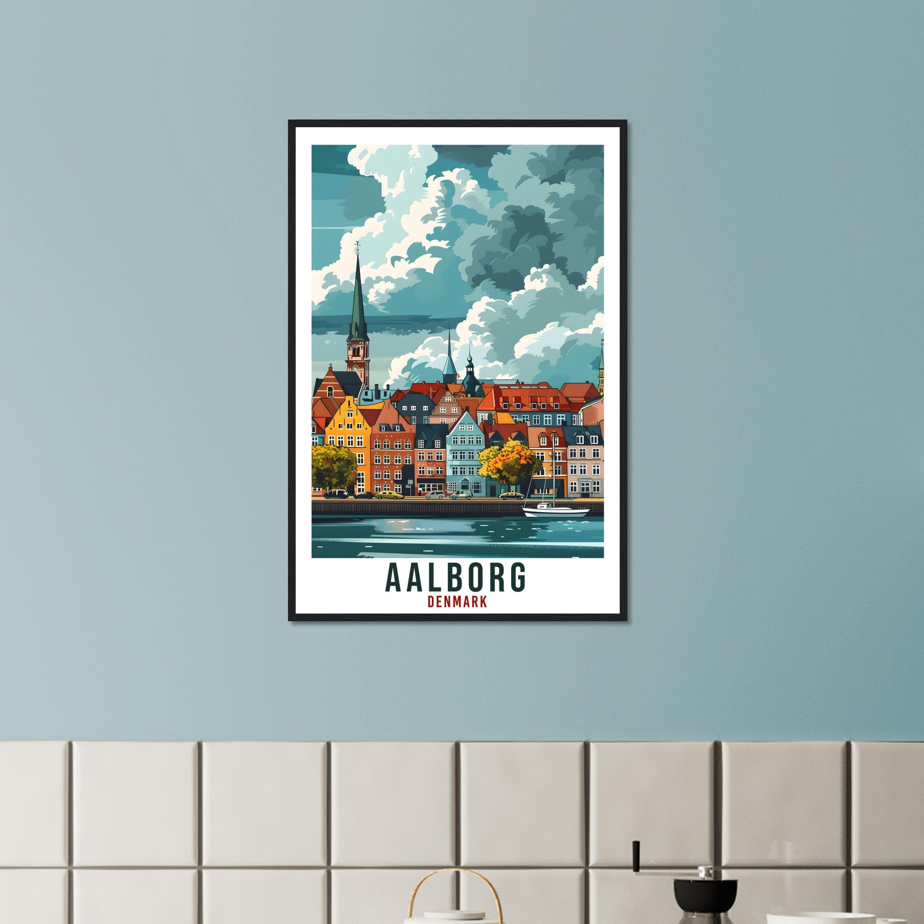 Aalborg Travel Print Denmark Wall Art Wall Hanging Home Living Décor Aalborg Gift Art Lovers Gift Denmark Artwork Gift Danish Travel Poster