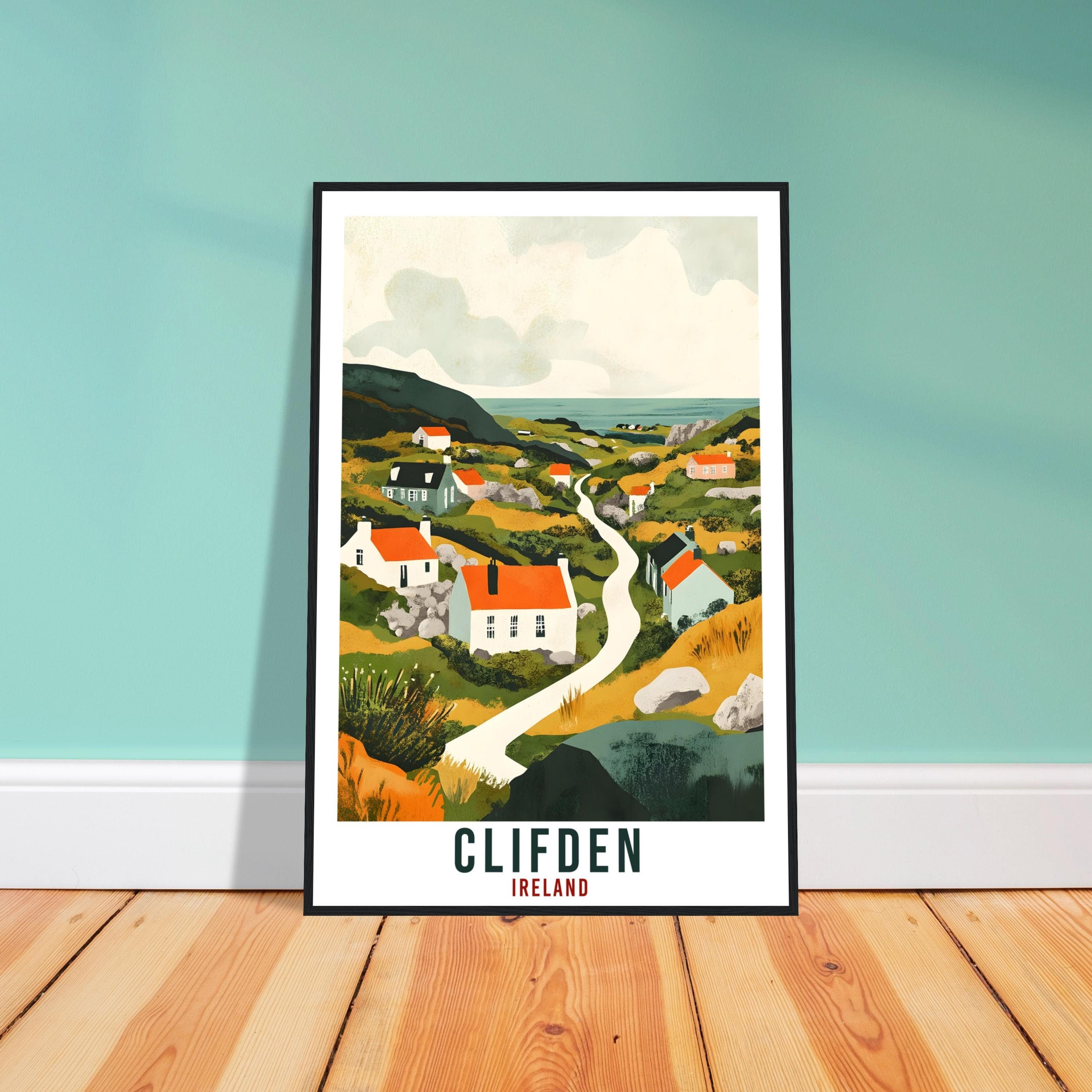 Clifden Travel Print Ireland Home Decor Clifden Wall Art Wall Hanging Art Lover Irish Artwork Travel Poster Clifden Galway Travel Art Gift