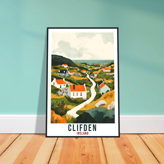 Clifden Travel Print Ireland Home Decor Clifden Wall Art Wall Hanging Art Lover Irish Artwork Travel Poster Clifden Galway Travel Art Gift