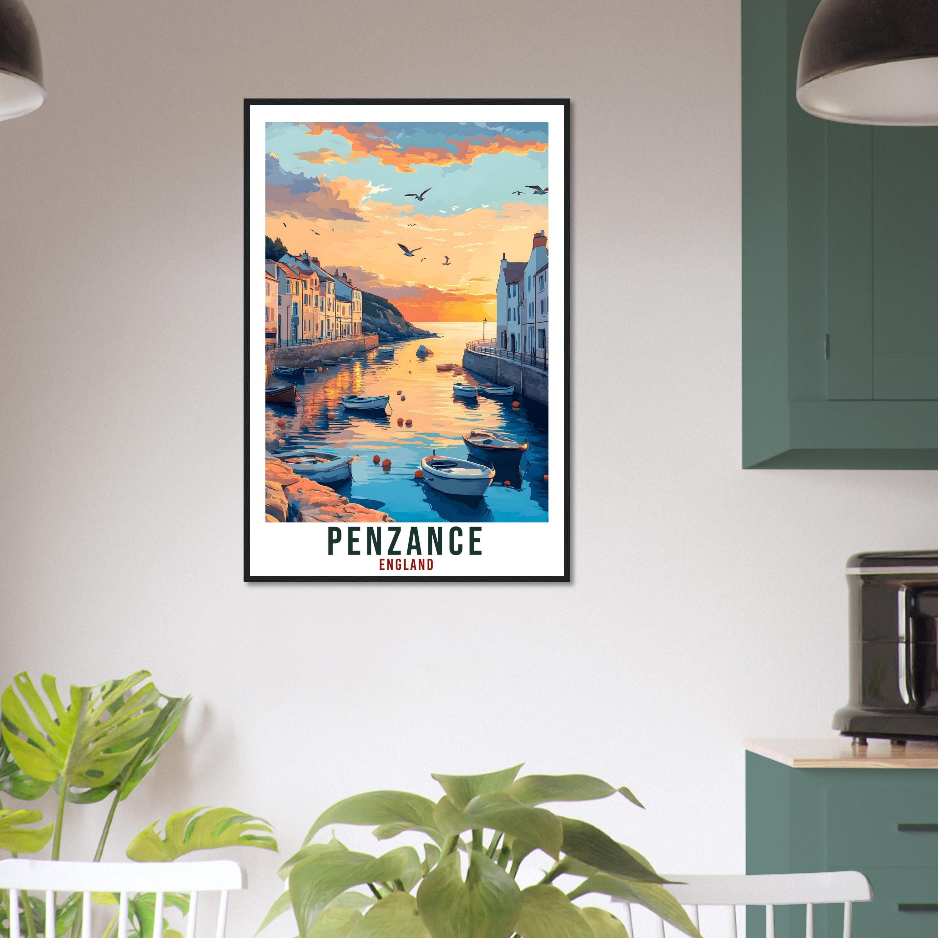 Penzance Travel Print Cornwall England Decor Penzance Wall Art Gift Wall Hanging Art Lover Penzance England Artwork Travel Poster Travel Art