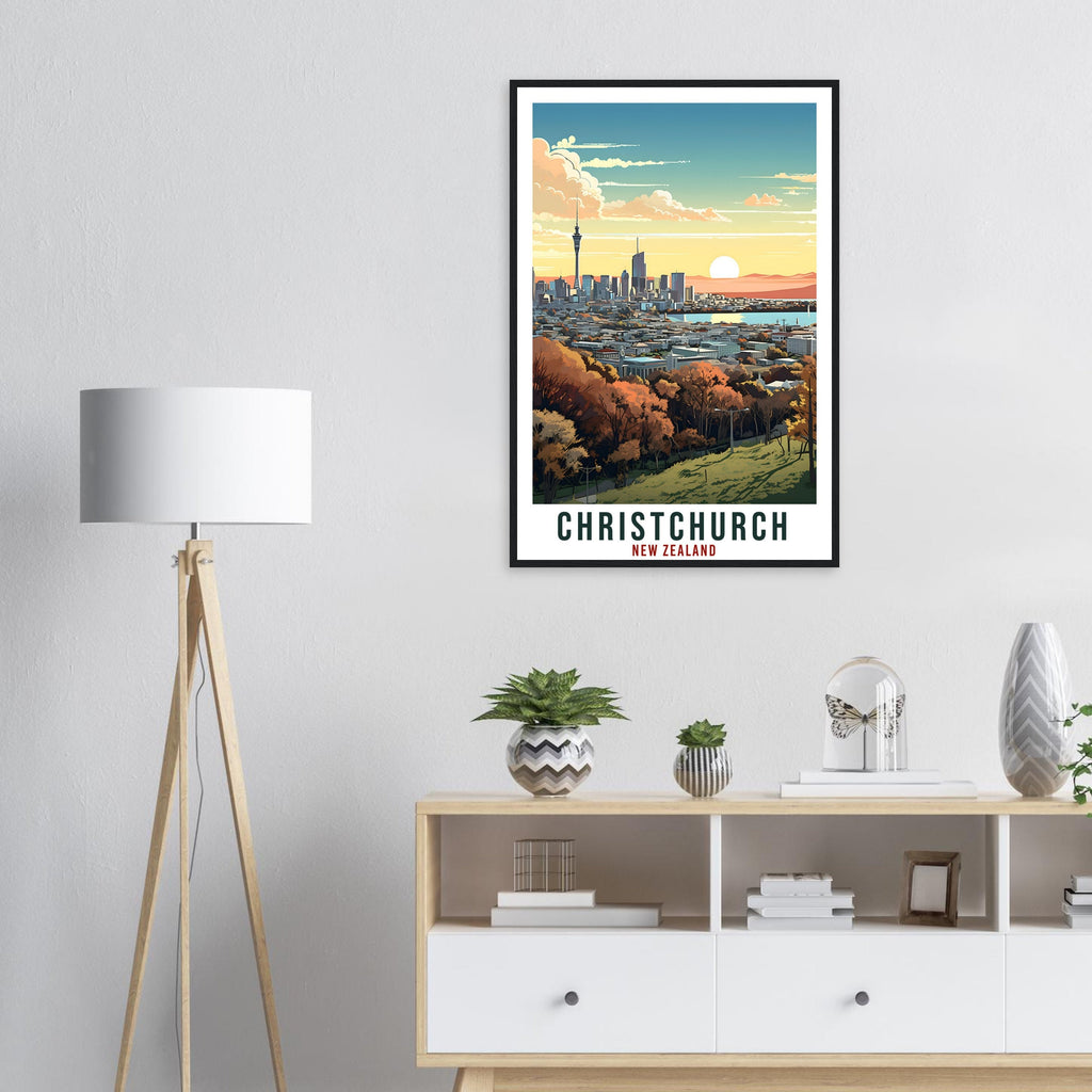 Christchurch Travel Print Wall Art Christchurch New Zealand City Landscape Artwork Christchurch Travel Poster New Zealand Art Lovers Gift