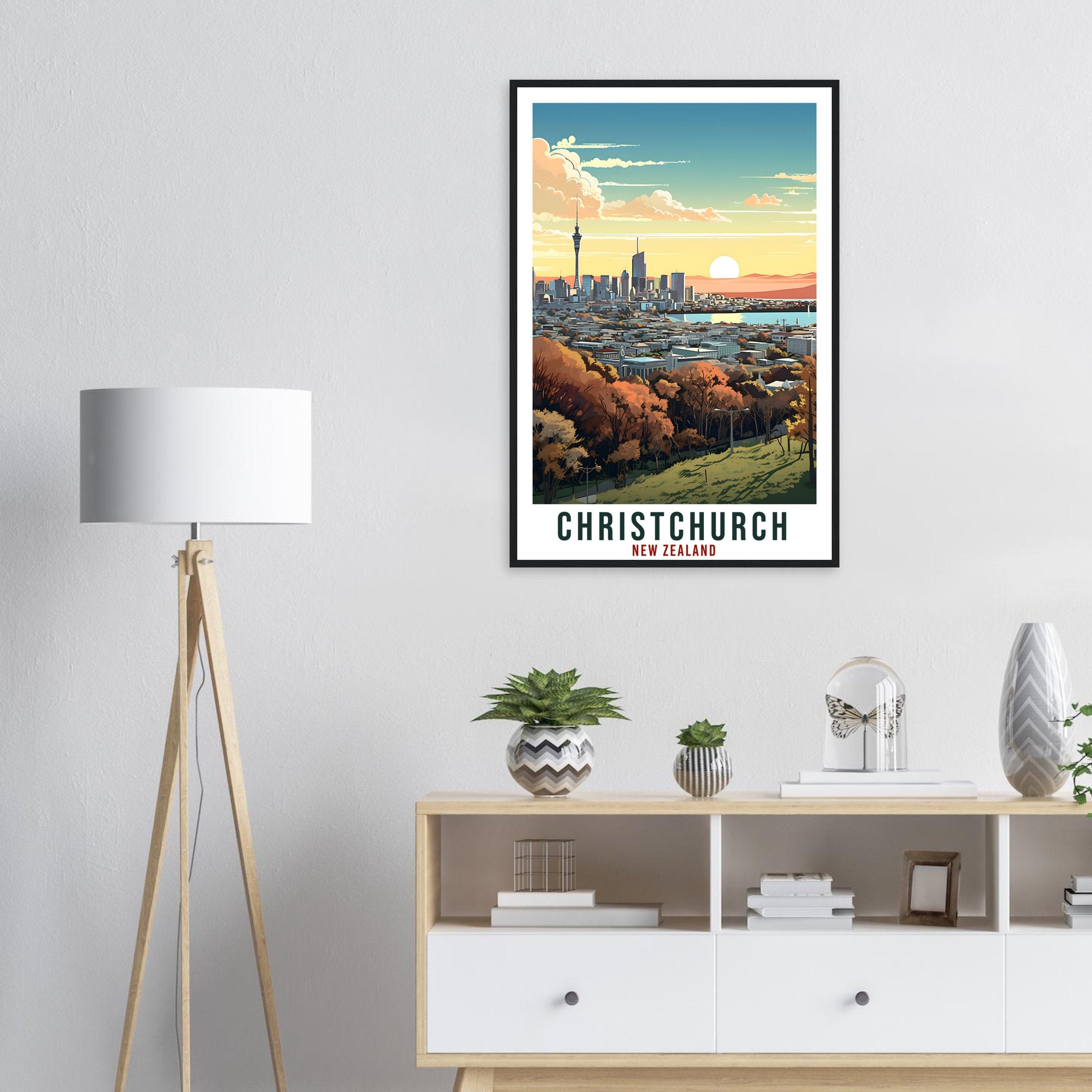 Christchurch Travel Print Wall Art Christchurch New Zealand City Landscape Artwork Christchurch Travel Poster New Zealand Art Lovers Gift