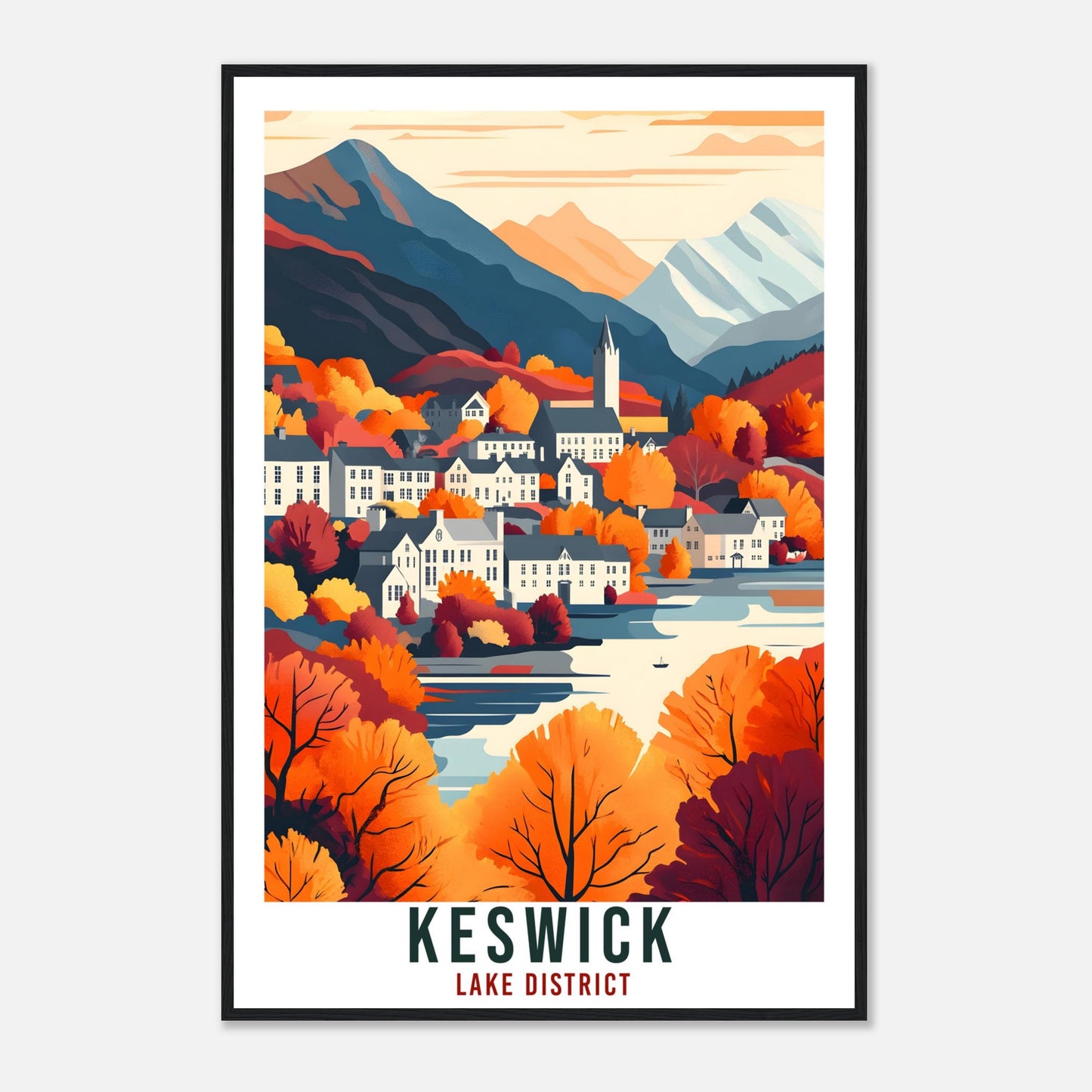 Keswick Travel Print Lake District Home Decor Keswick Wall Art Wall Hanging Art Lover Lake District Artwork Travel Poster Cumbria Travel Art