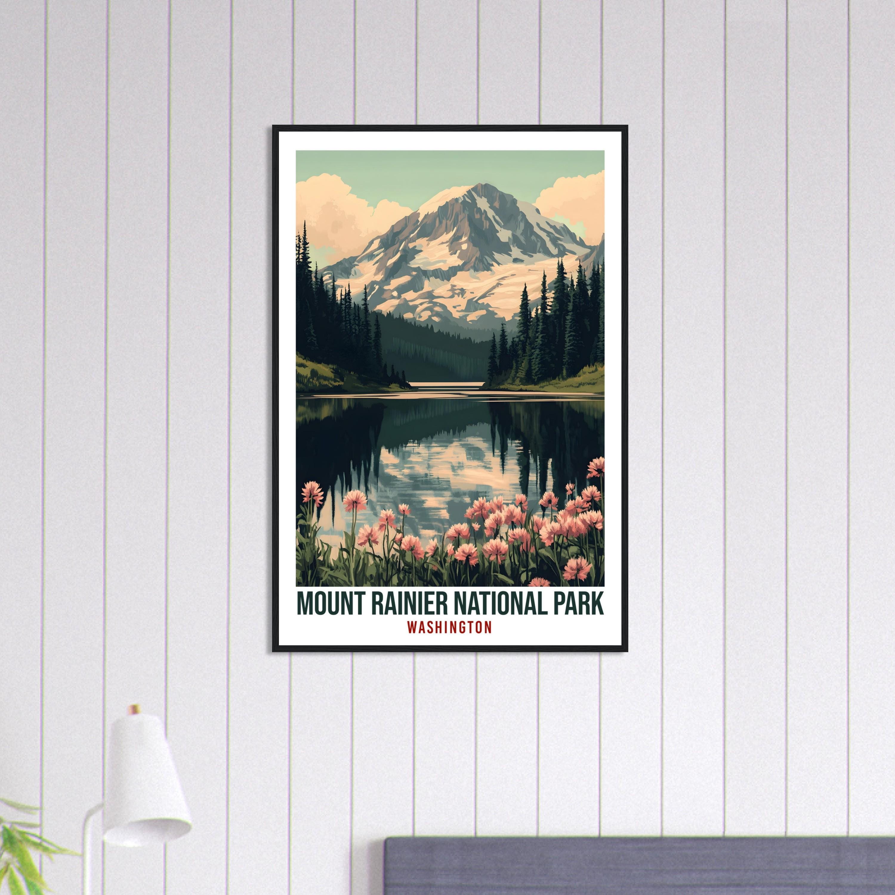 Mount Rainier National Park Washington USA Travel Print Wall Art Wall Hanging Décor Mount Rainier Gift Travel Art USA Artwork Travel Poster