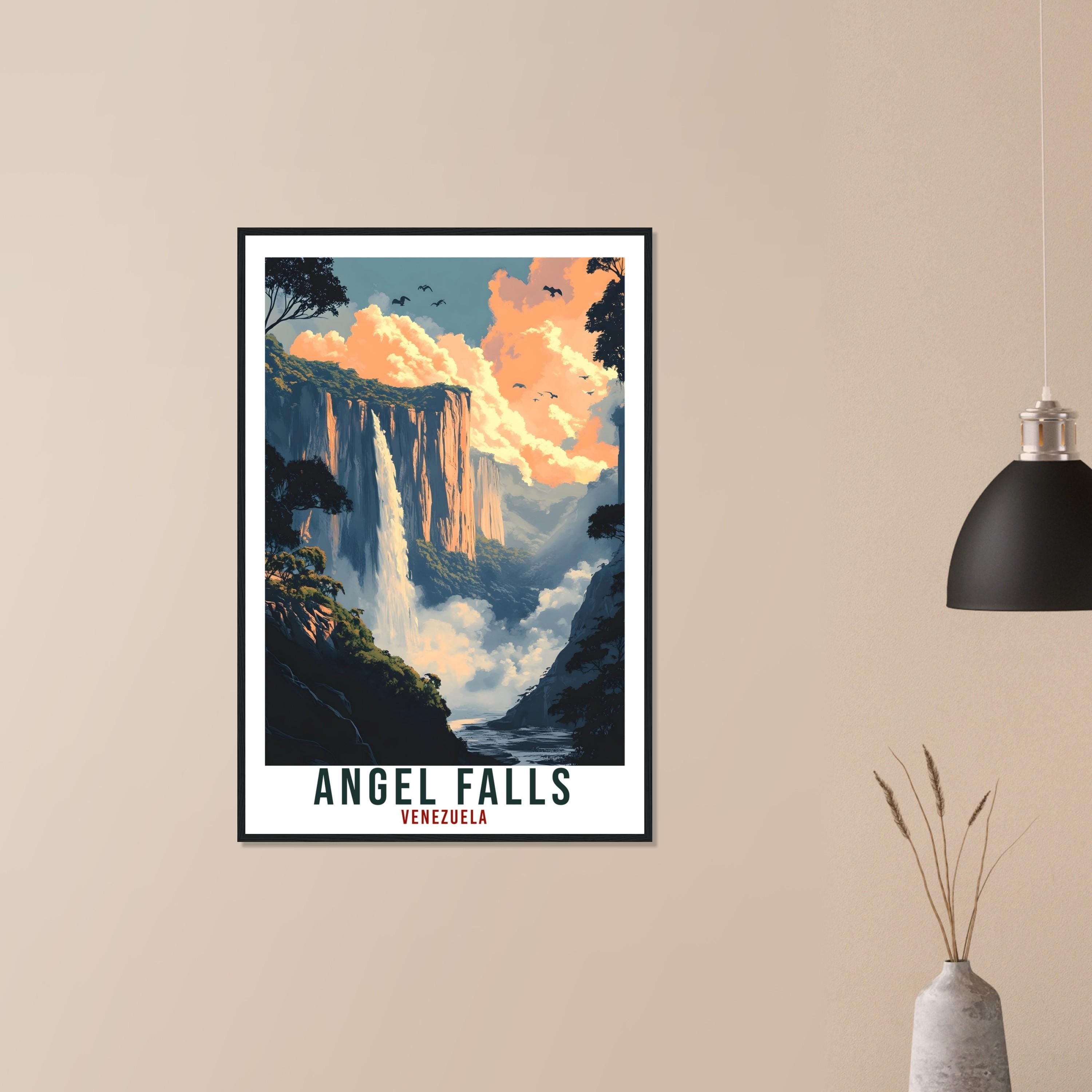 Angel Falls Travel Print Venezuela Home Decor Wall Art Gift Wall Hanging Art Lover Angel Falls Venezuelan Artwork Travel Poster Travel Art