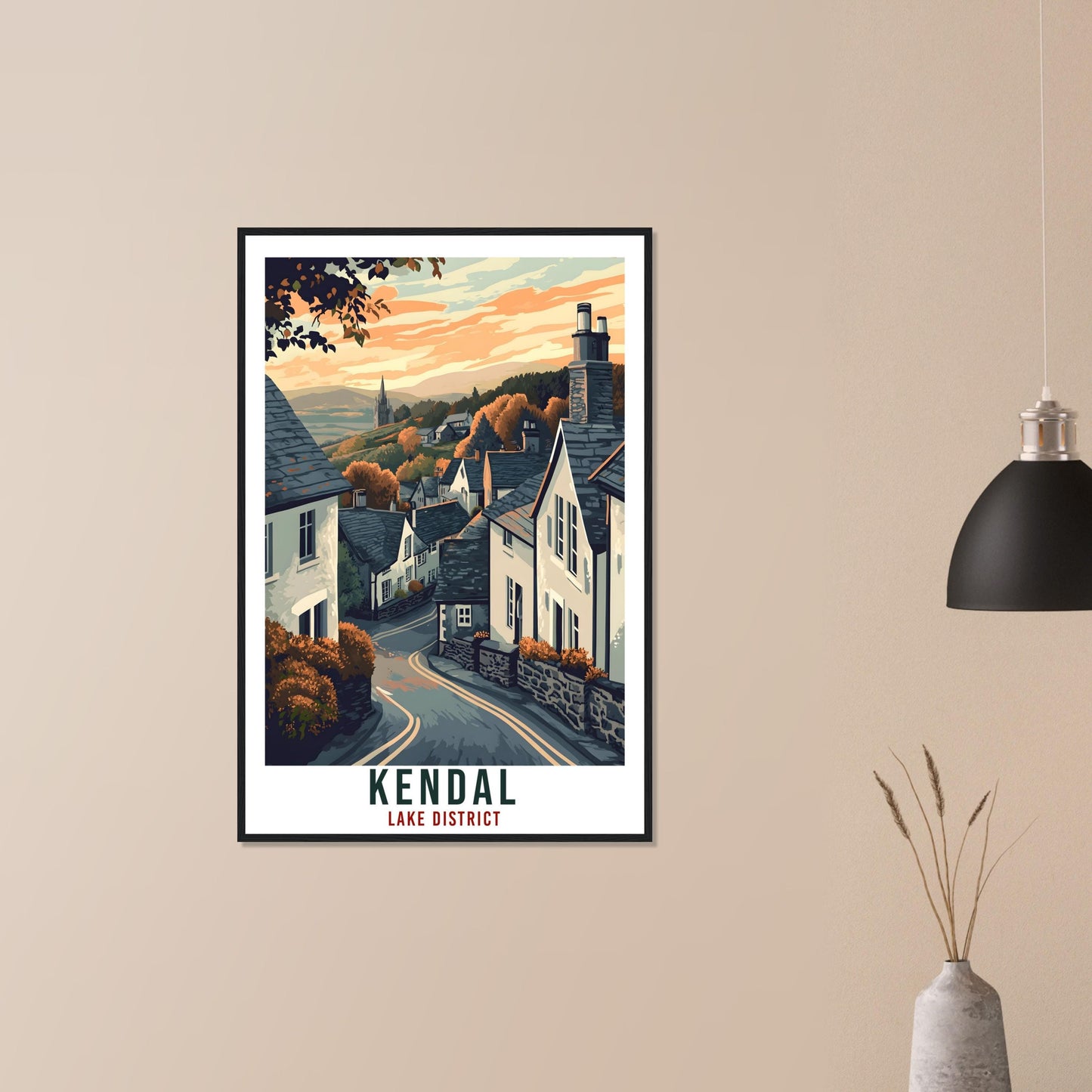 Kendal Travel Print Lake District Home Decor Kendal Wall Art Wall Hanging Art Lover Lake District Artwork Travel Poster Cumbria Travel Art