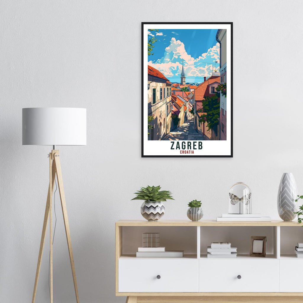 Zagreb Travel Print Croatia Wall Art Wall Hanging Home Décor Zagreb Gift Croatian Landmark Artwork Gift Zagreb Croatia Holiday Travel Poster