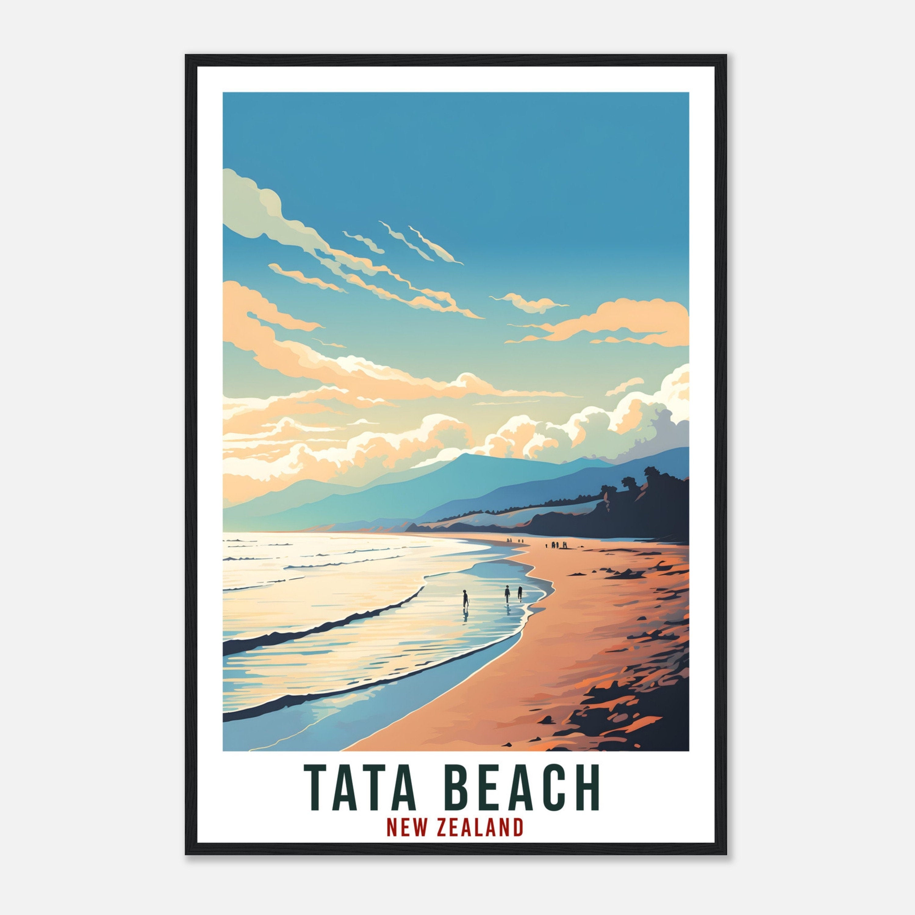 Tata Beach Travel Print Wall Art Tata Beach New Zealand Wall Hanging Artwork Tata Art Gifts Tata Beach Travel Poster New Zealand Art Lovers